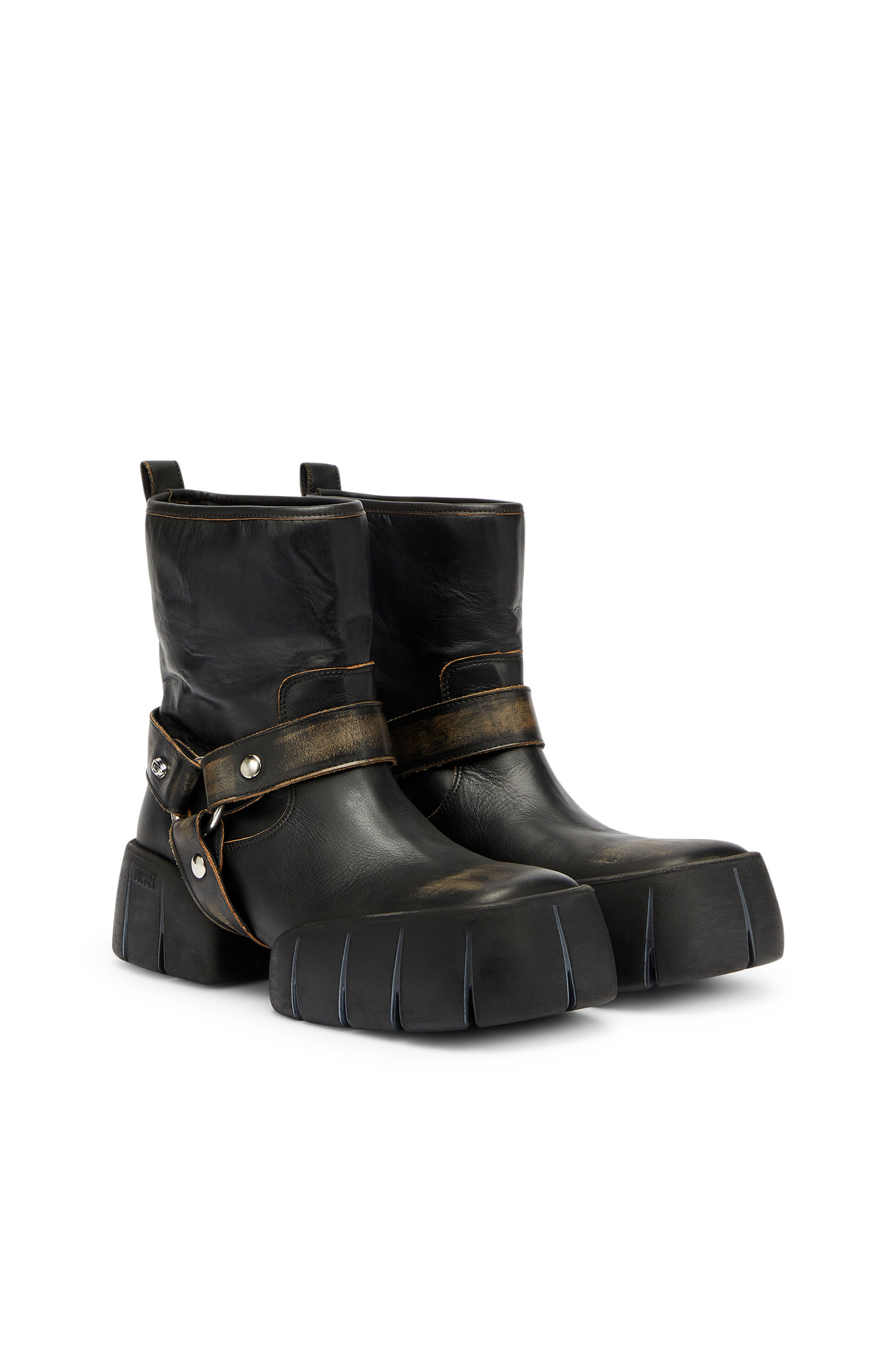 Diesel - D-TEX TU, Man's D-Tex - Biker boots in distressed leather in null - 2