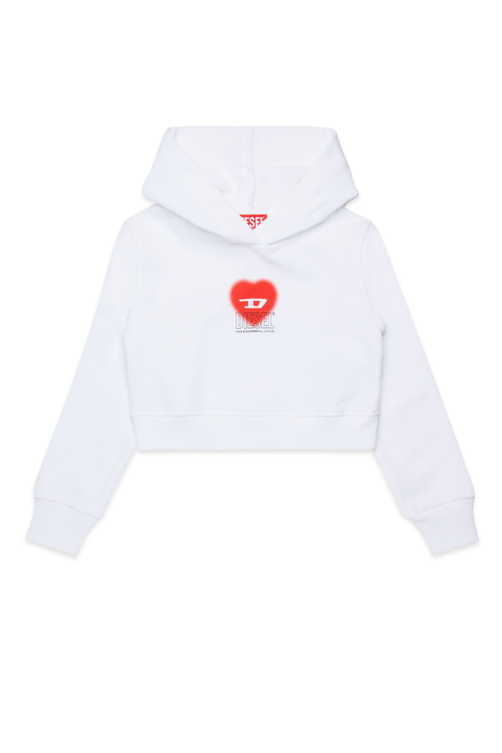 Cropped hoodie with heart logo | White | 4-16 YEARS Girls | Diesel
