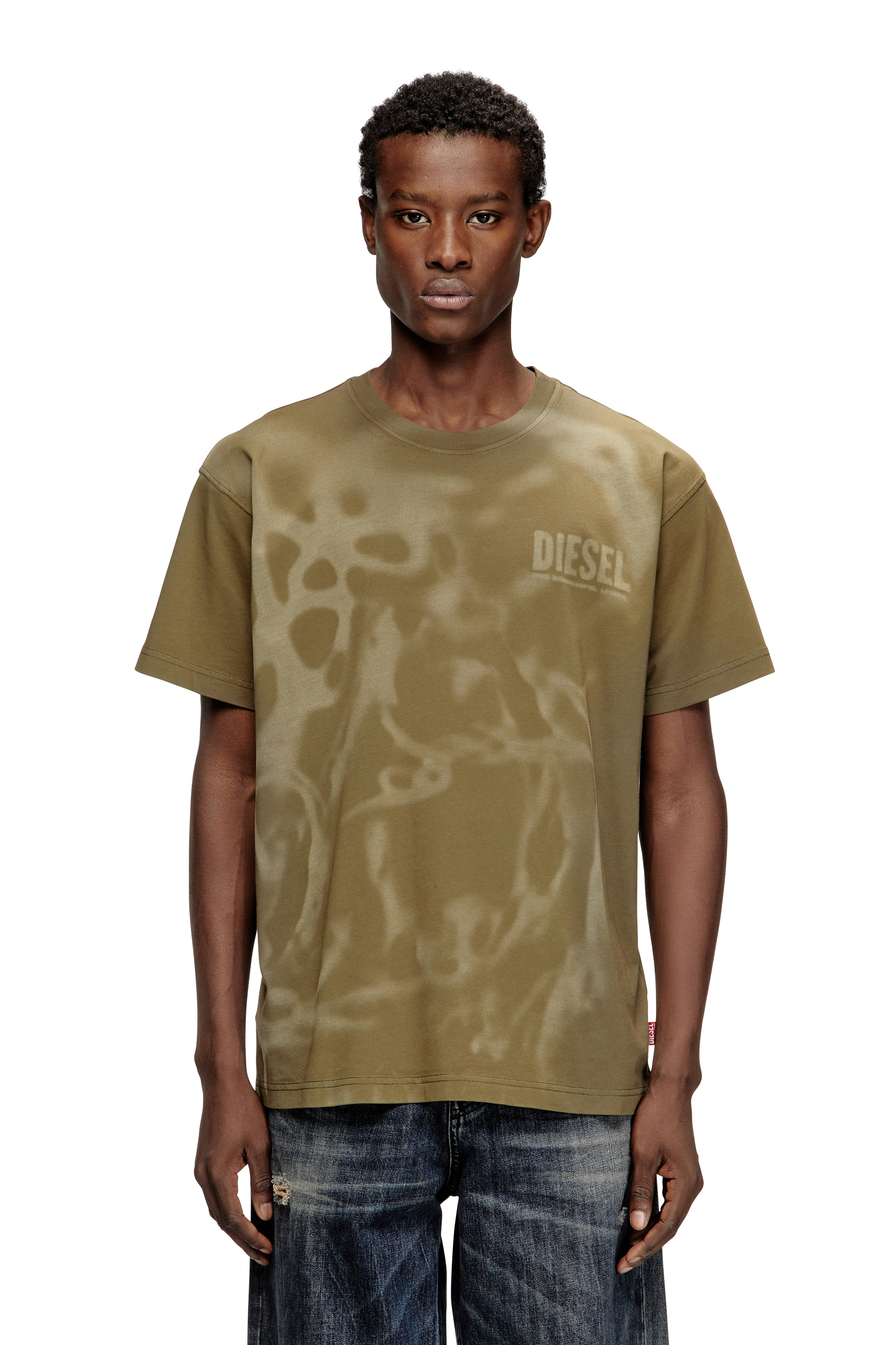 Diesel - T-NORM-V7, Man's Cotton T-shirt with laser print in Beige - 1
