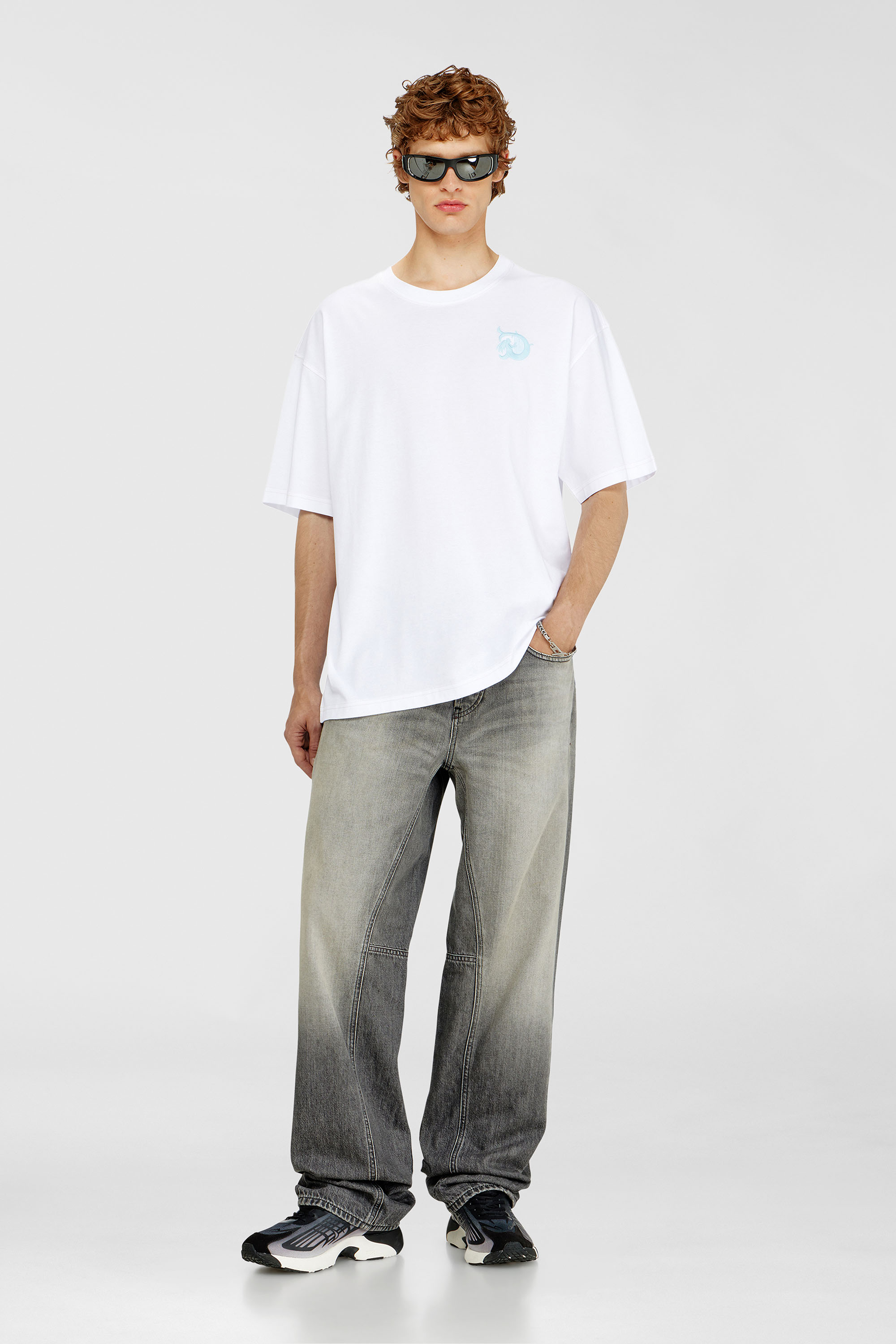 Diesel - T-BOXT-AA11, Man's Jersey T-shirt with flocked print in White - 1