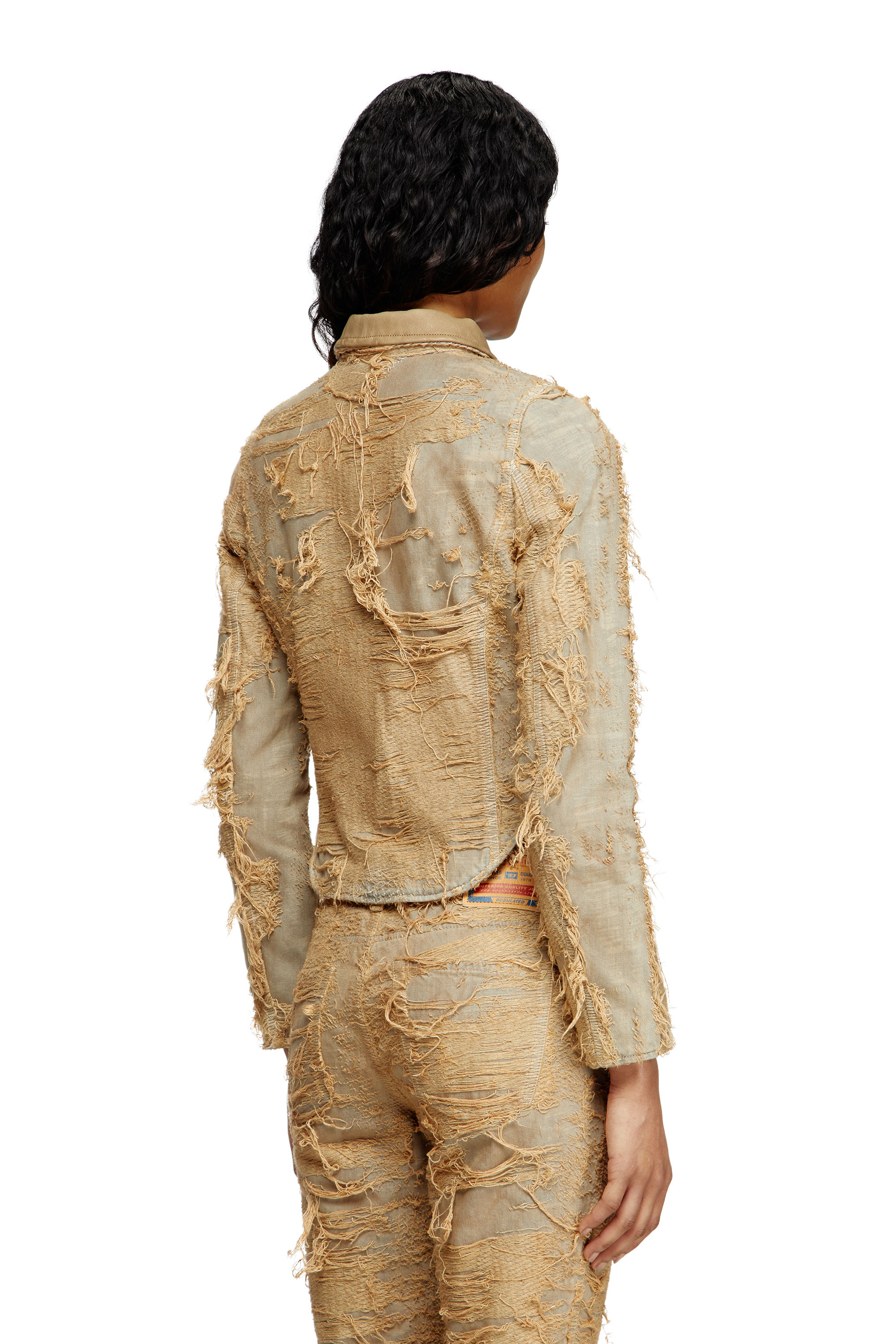 Diesel - DE-NEA-FSG, Woman's Slim jacket in overdyed floating-thread denim in Light Brown - 4