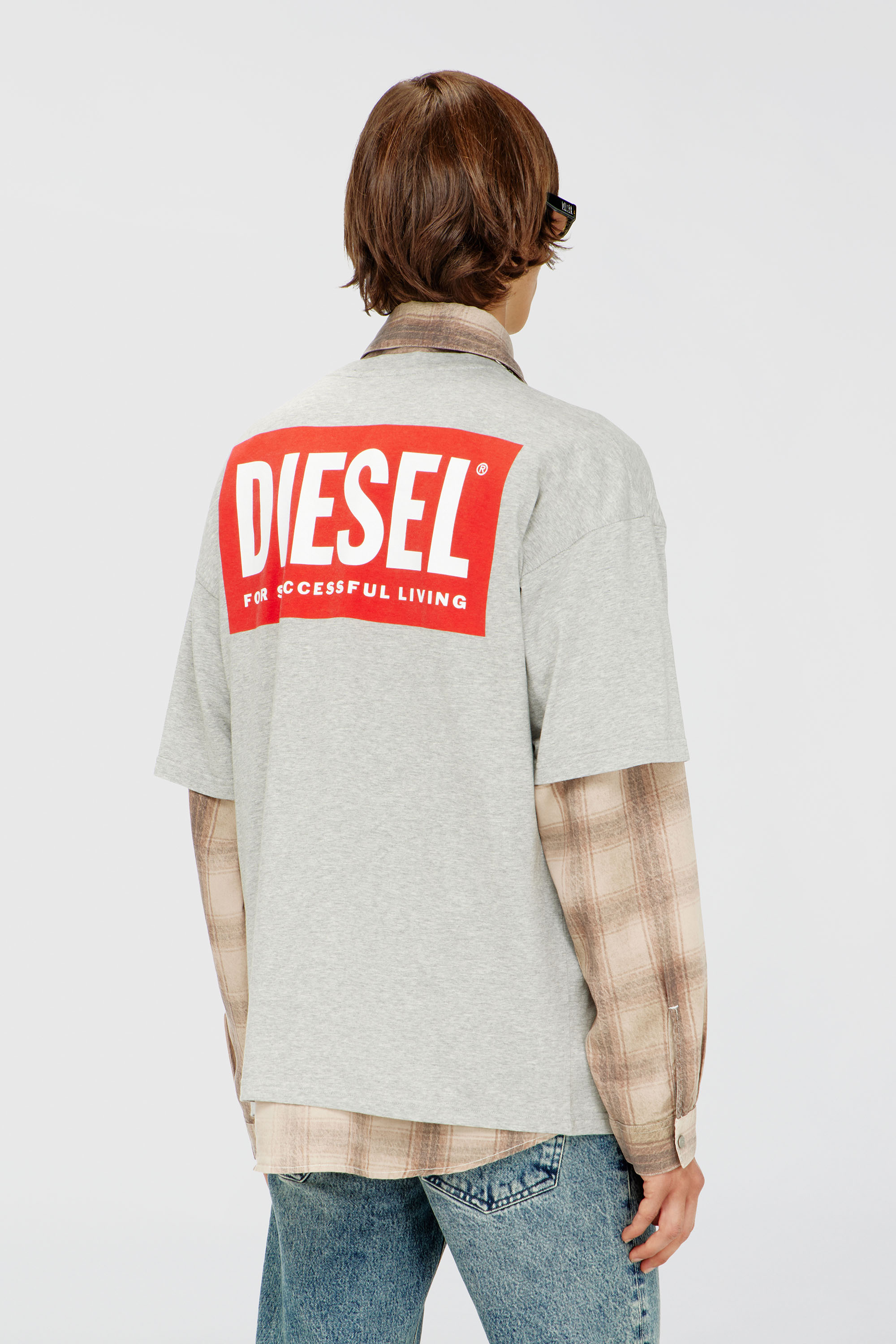 Diesel - T-BOXT-BISK, Man's Cotton T-shirt with Diesel Biscotto print in Light Grey - 4