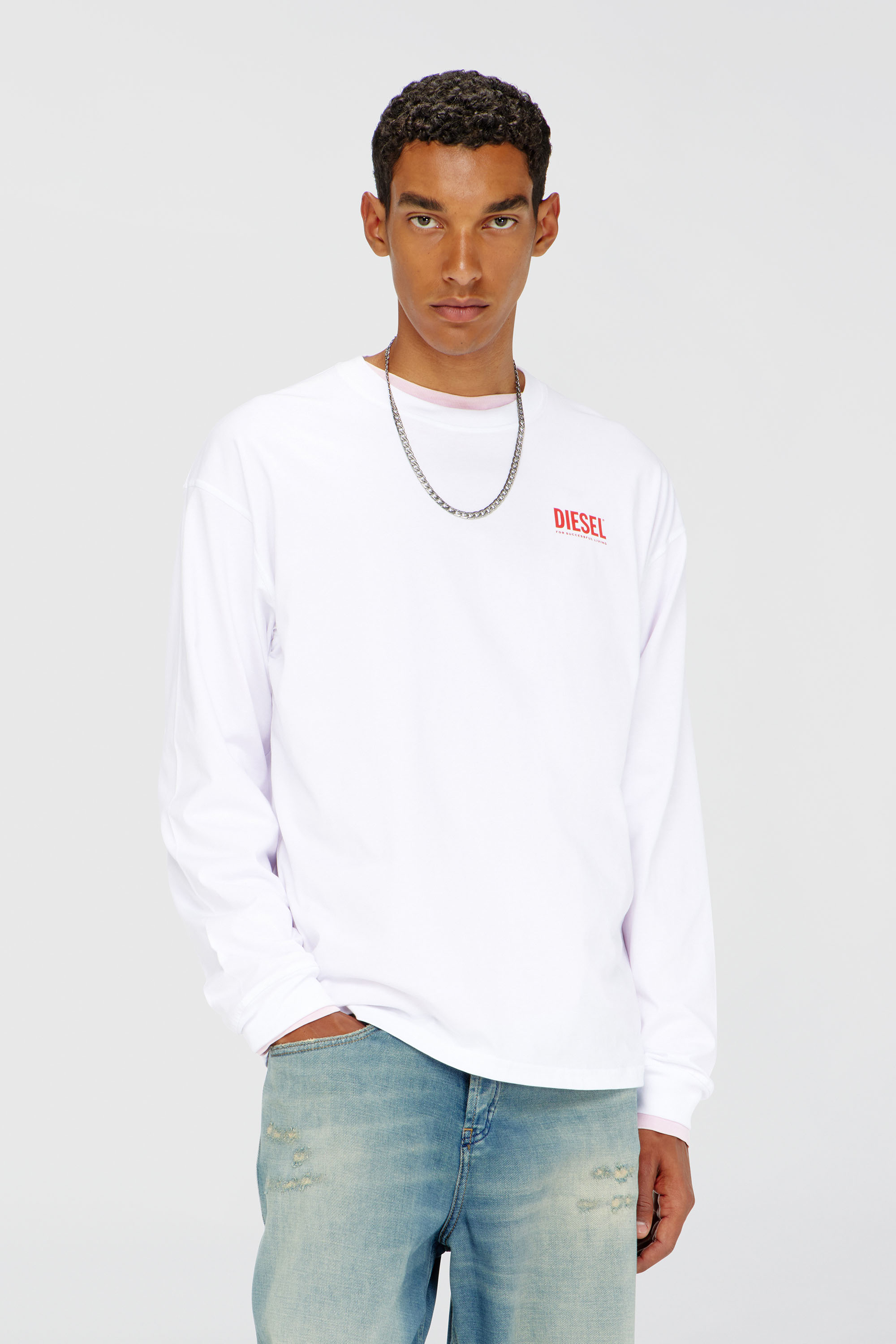 Diesel - T-BOXT-LS-BISK, Man's Relaxed long-sleeve T-shirt with Biscotto logo in White - 3