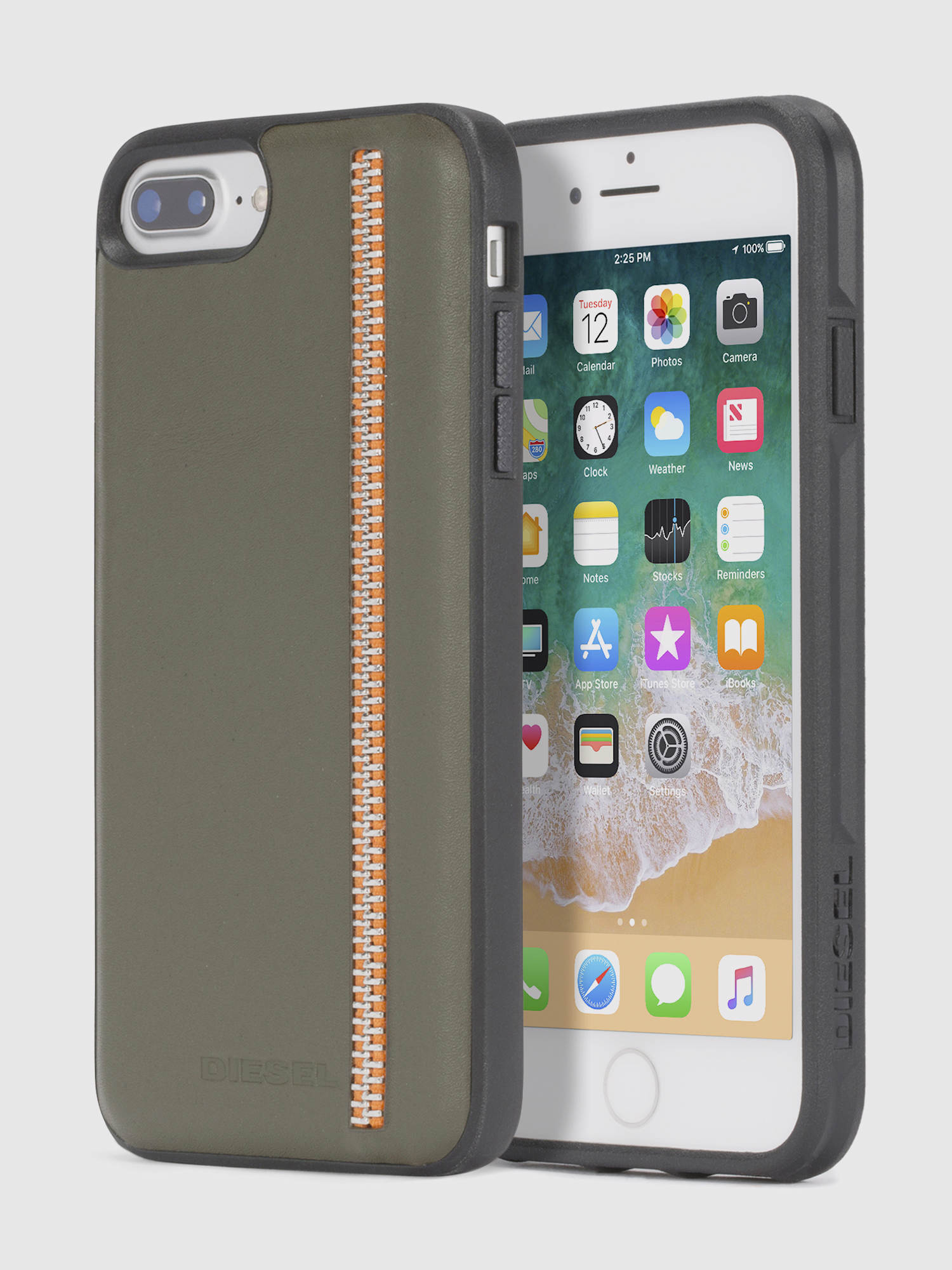 ZIP OLIVE LEATHER IPHONE 8/7/6s/6 CASE, Diesel - ZIP OLIVE LEATHER IPHONE 8/7/6s/6 CASE, - Cases - Image 1