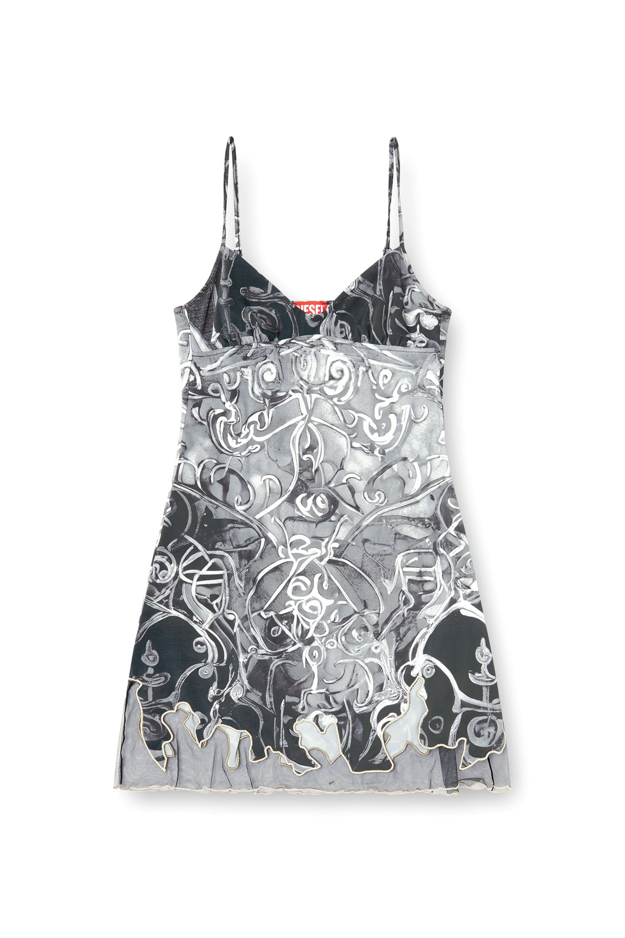 Diesel - D-INLAY, Woman's Nylon mini dress with Heraldic print in Grey - 3