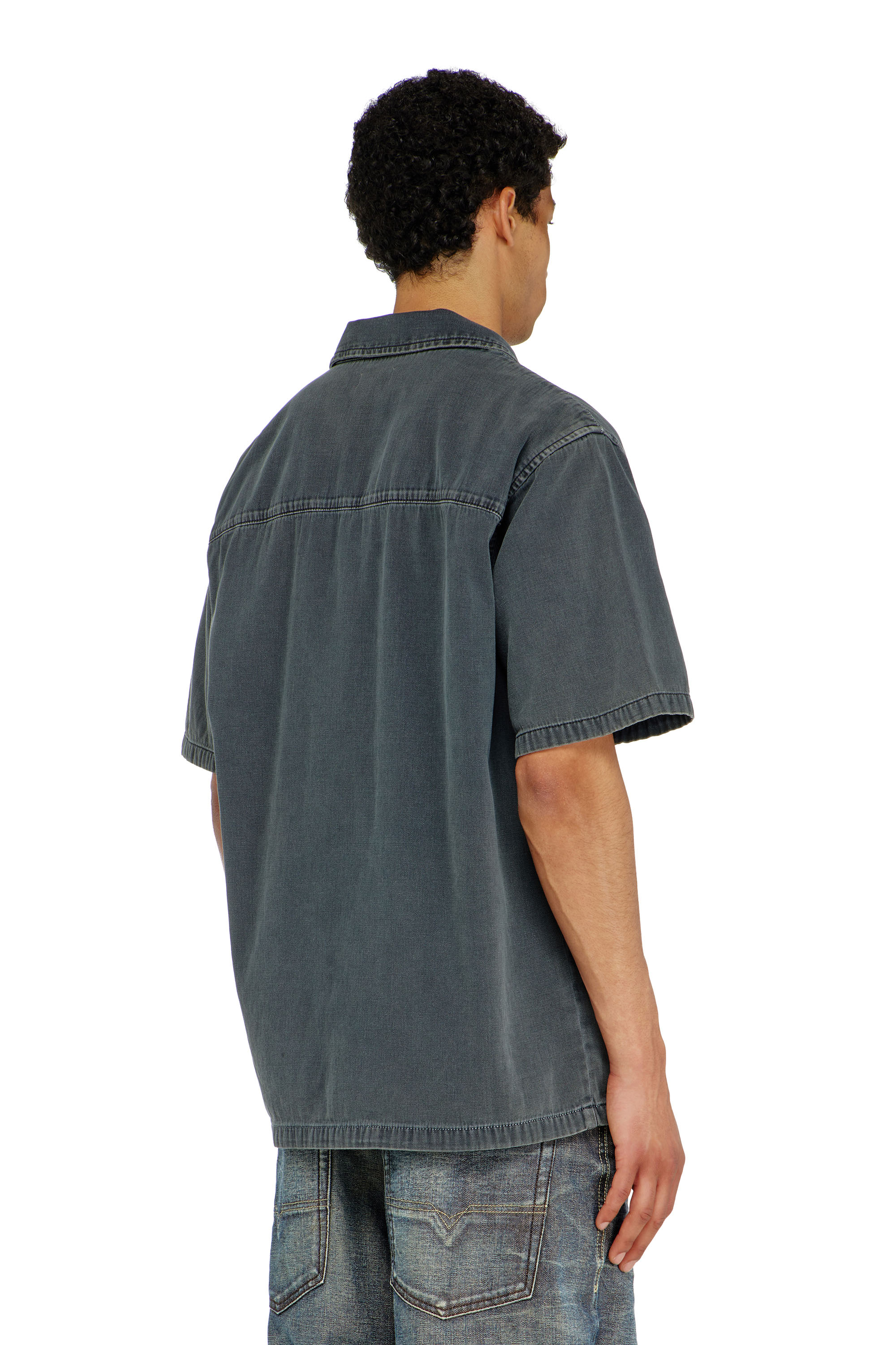 Diesel - D-NABIL-P, Man's Bowling shirt in coloured denim in null - 4