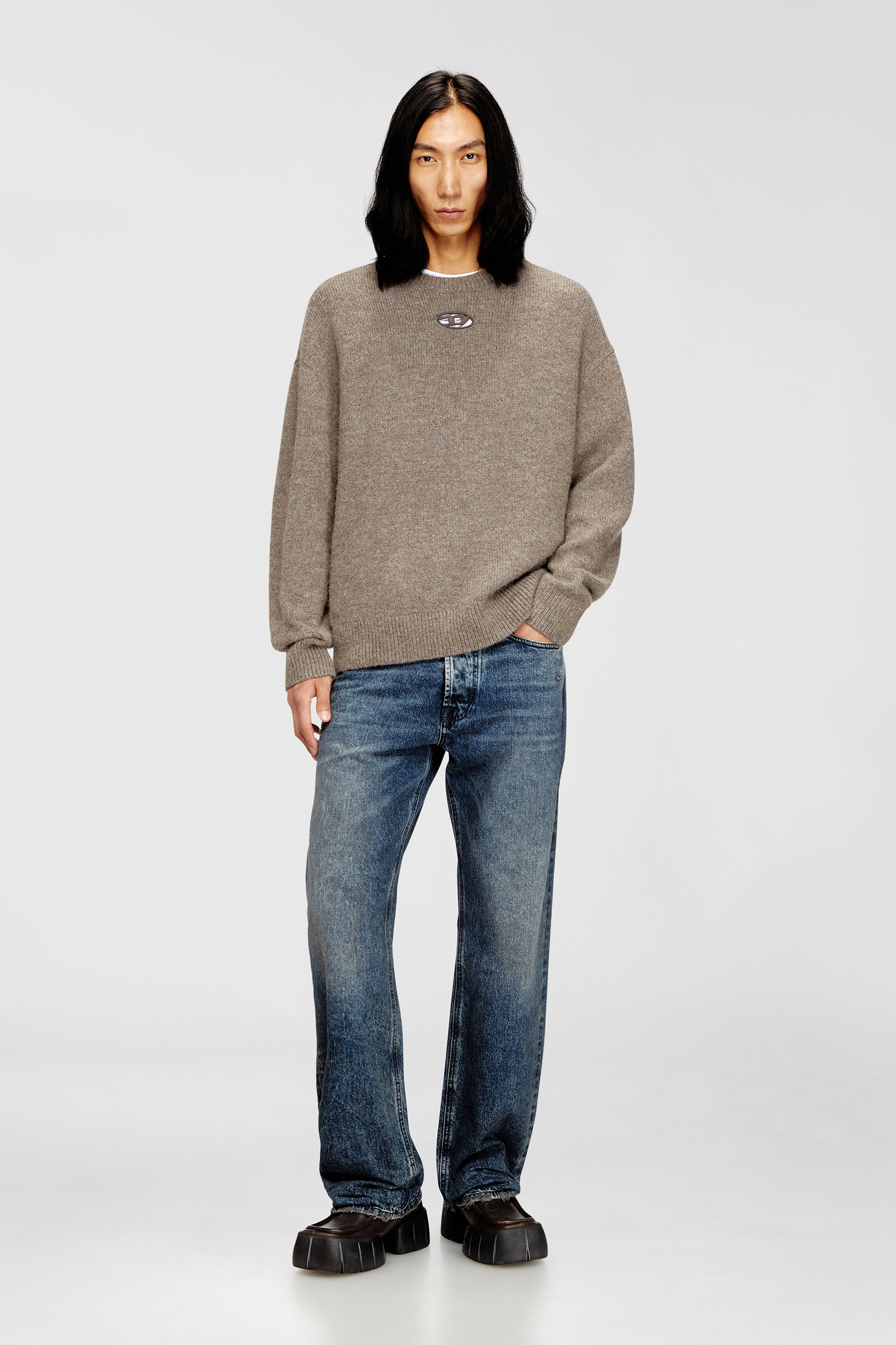 Diesel - K-AREESO, Man's Jumper in wool and alpaca blend in Beige - 1