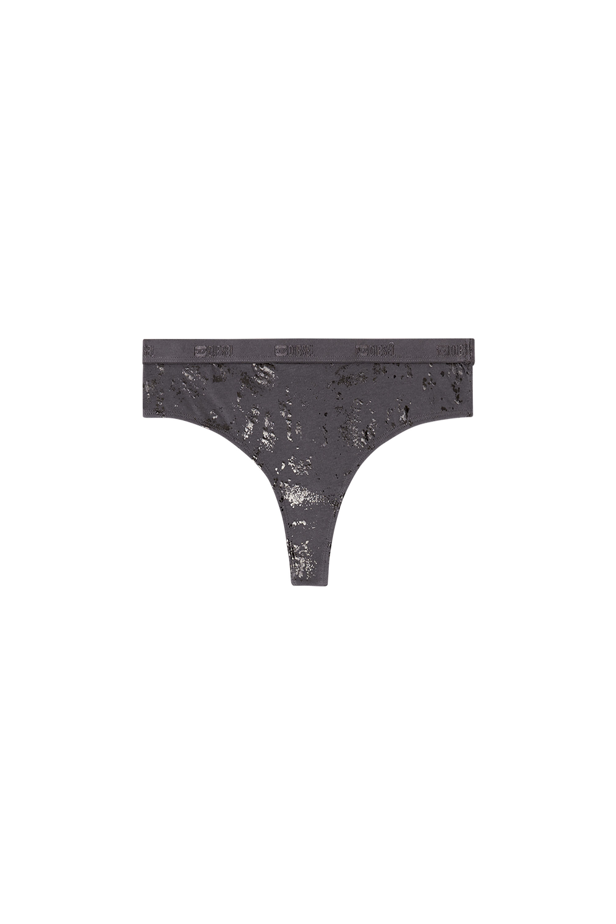 Diesel - STARS-GFT, Woman's Thong in metallic-effect stretch cotton in Grey - 4