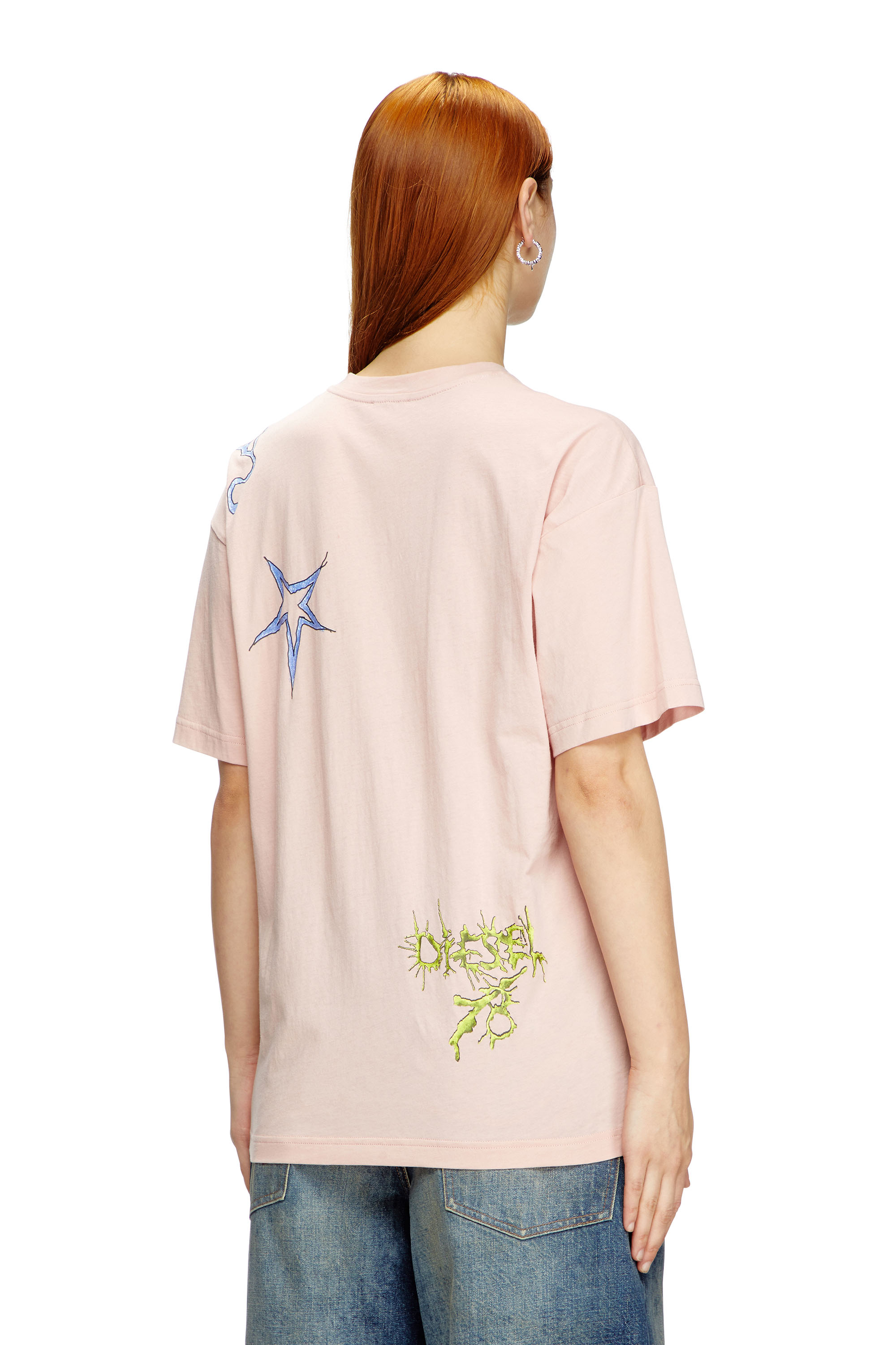 Diesel - T-BUXT-Q1, Woman's T-shirt with graphic print in Pink - 4