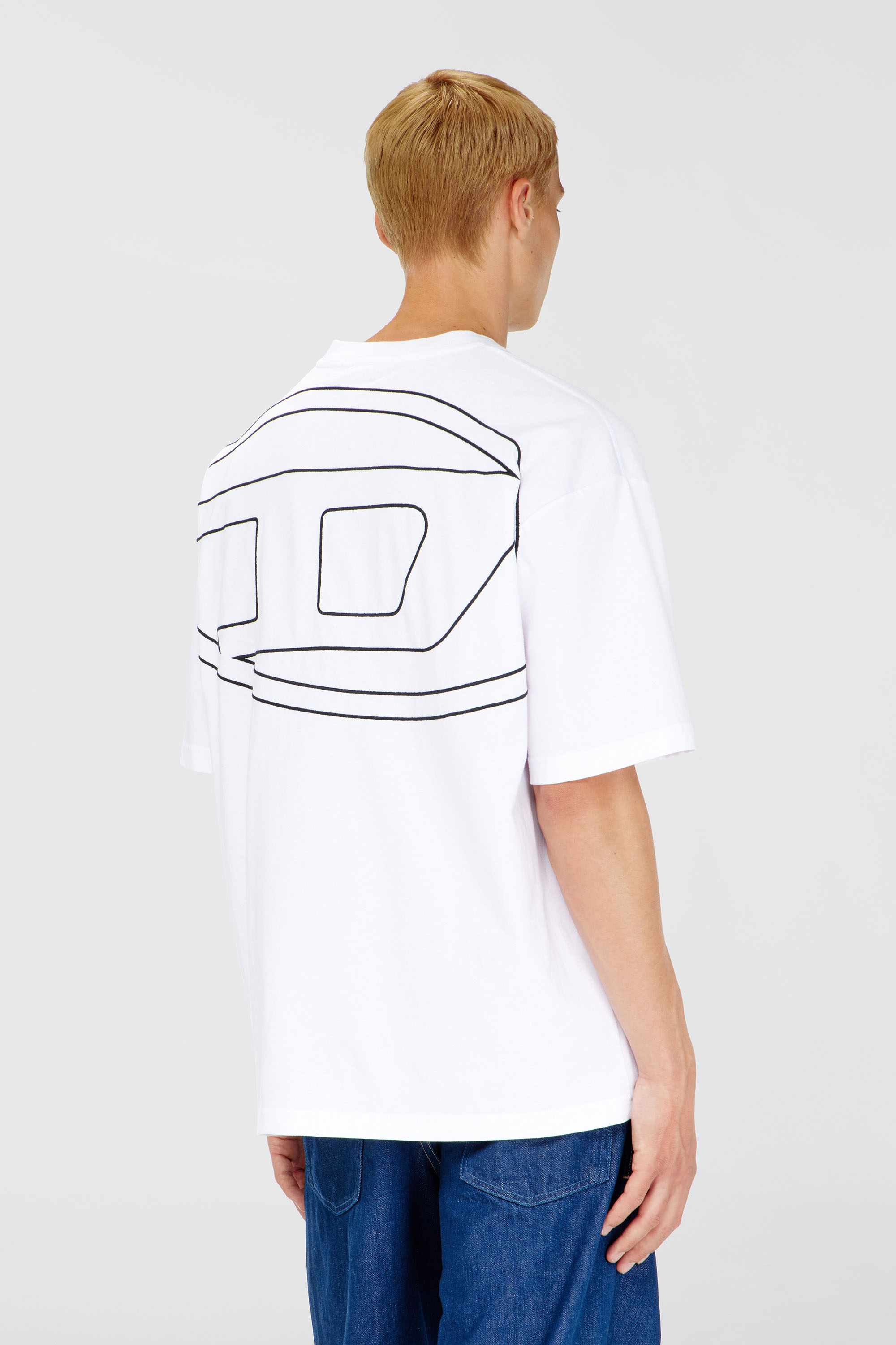 Diesel - T-BOGGY-MEGOVAL-D, Man's T-shirt with maxi oval D embroidery in White - 4