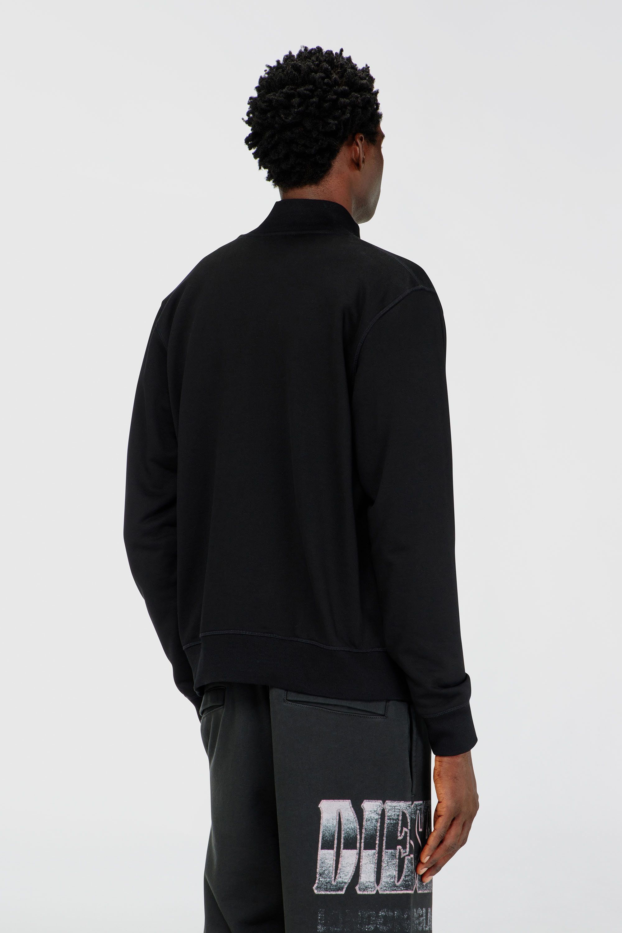 Diesel - S-LOCK-MET, Man's Zipped sweatshirt with metal Diesel plaque in Black - 4