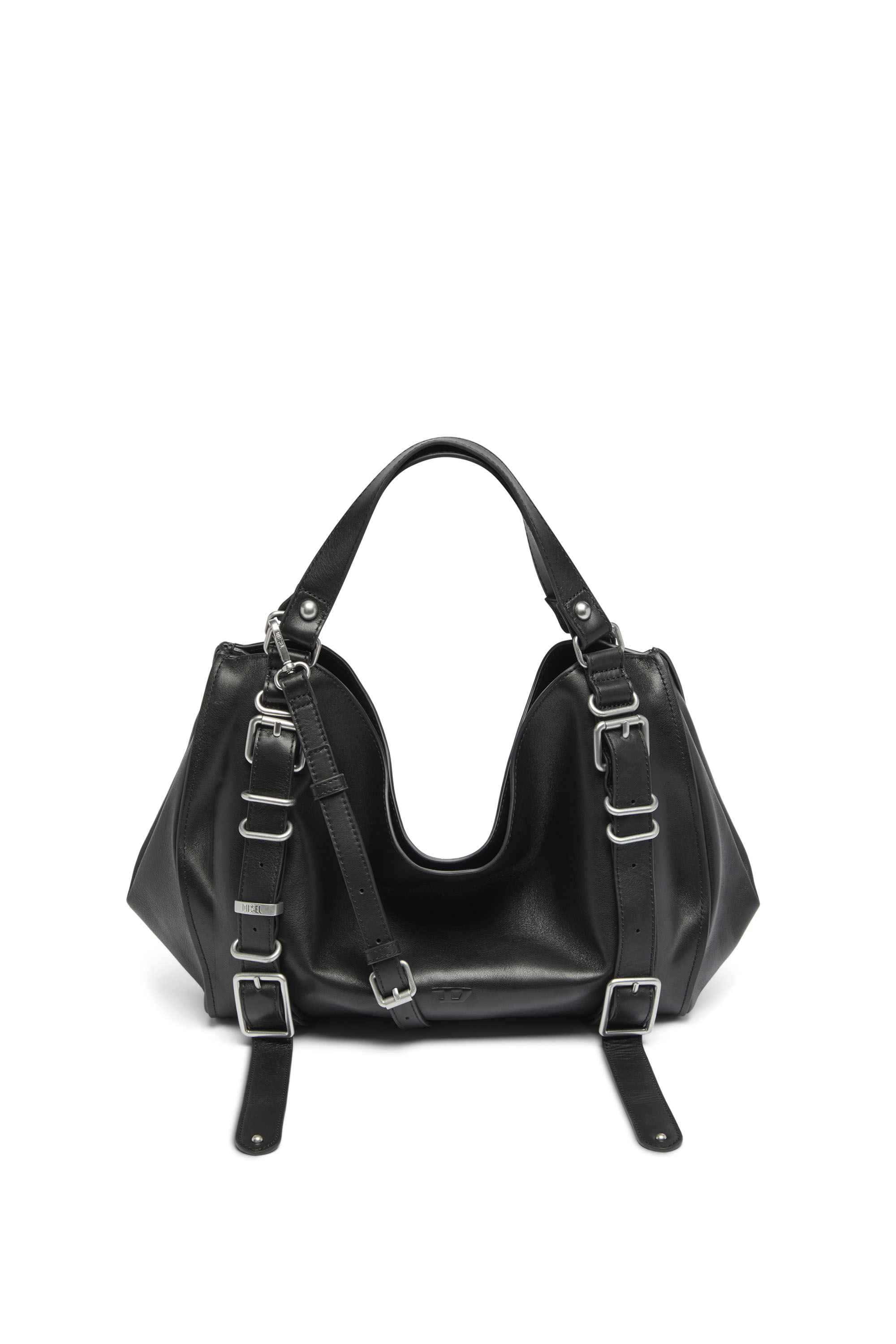 Diesel - D-ONE TOPHANDLE M, Unisex's D-One-Medium top-handle bag in treated leather in Black - 1