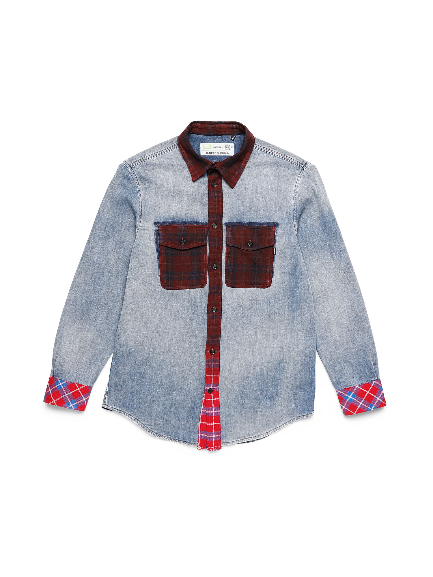 D-DEEPCHECK-A, Blue/Red Diesel - D-DEEPCHECK-A, Blue/Red - Denim Shirts - Image 1