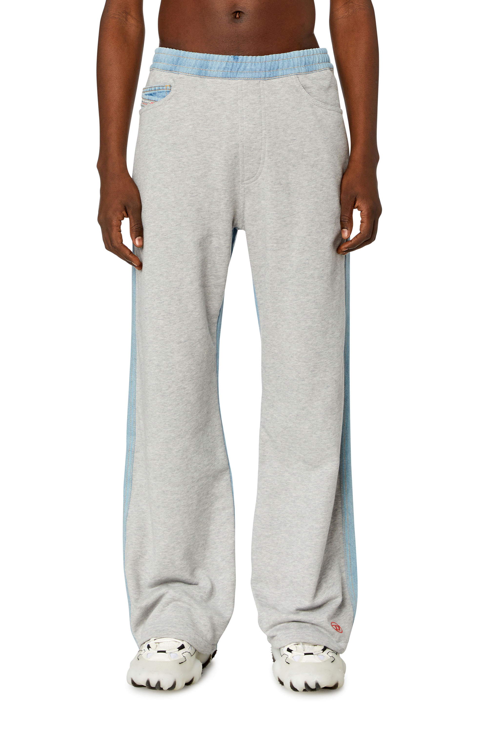 Diesel - P-SOL-DEN, Man's Sweatpants in melange cotton and denim in Blue/Grey - 2