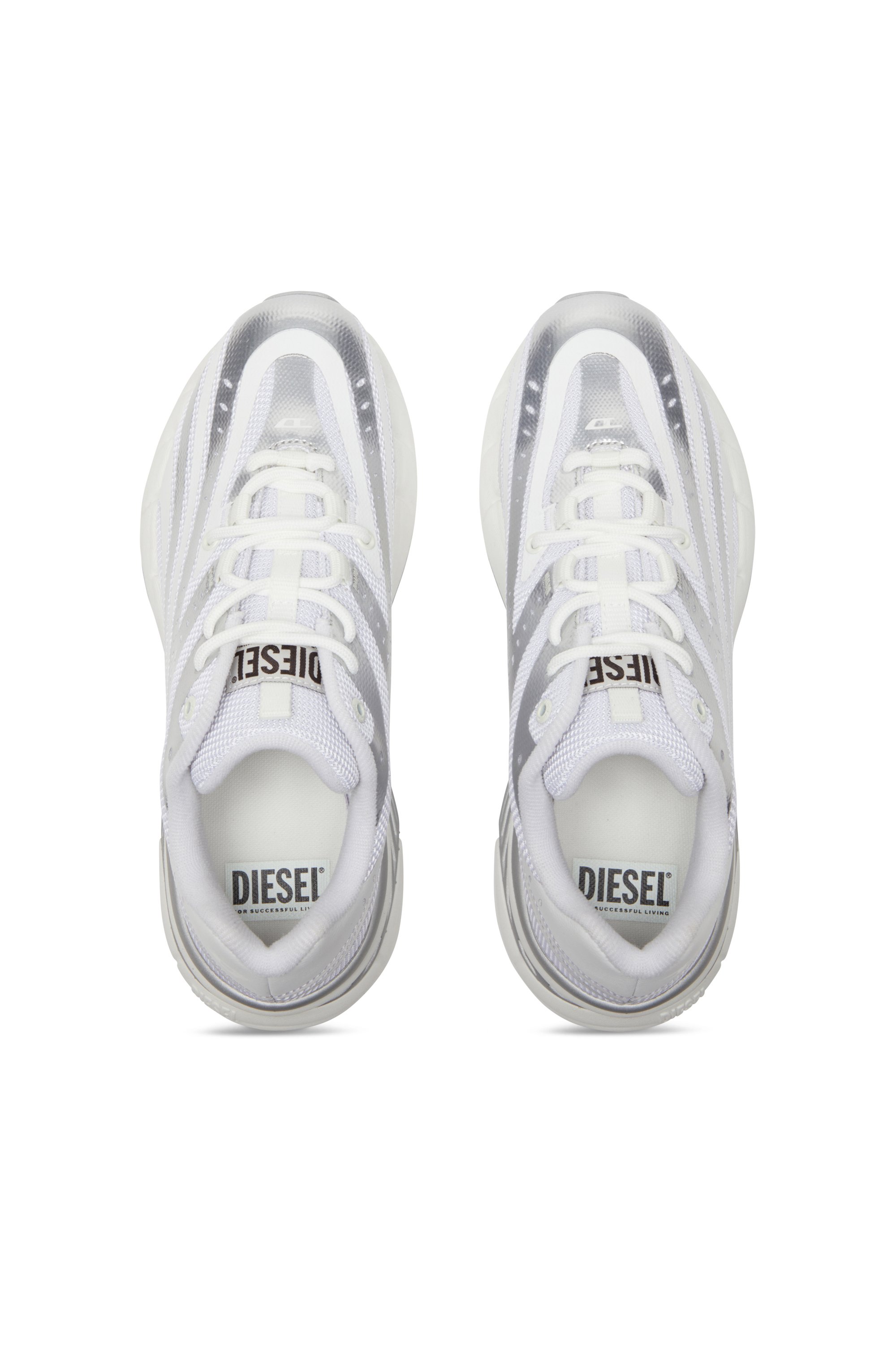 Diesel - D-AIRSPEED LOW W, Woman's Sneakers in coated metallic mesh in White - 5