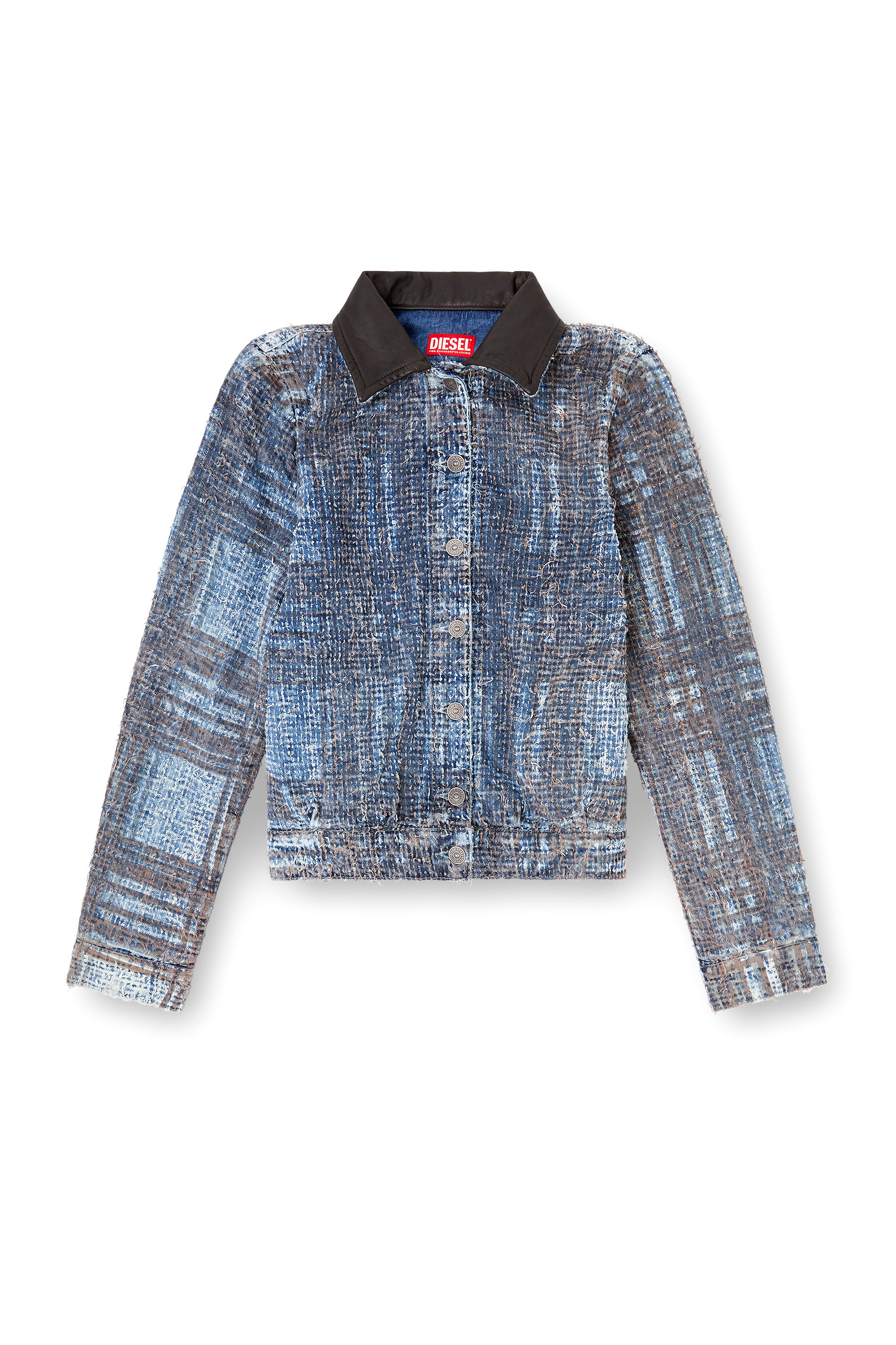 Diesel - DE-ATELI-S, Woman's Cropped jacket in graphic bouclé denim in Blue - 3