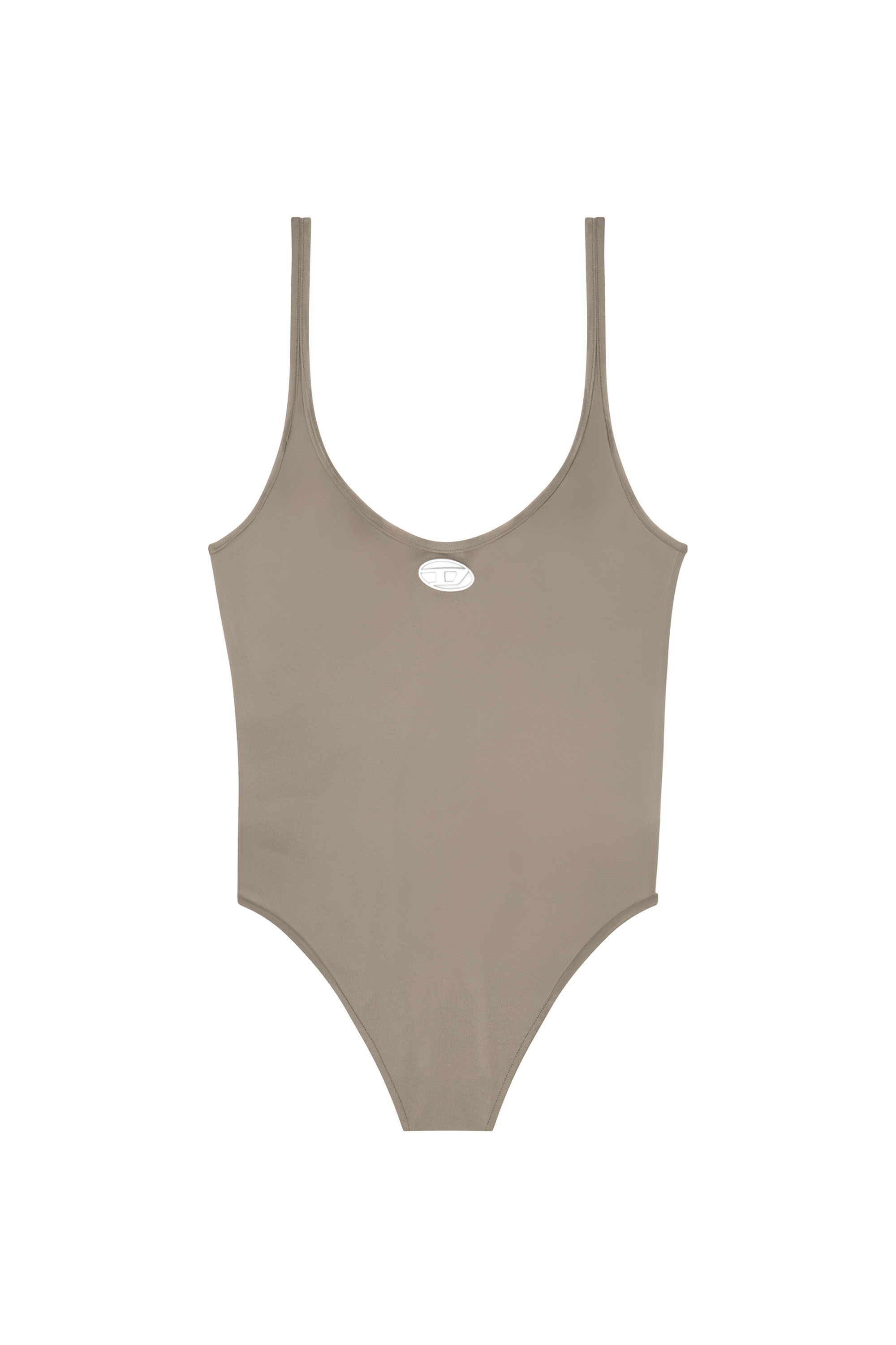 Diesel - MEGAN-UTLT, Woman's Microfibre bodysuit with cut-out logo in Brown - 4