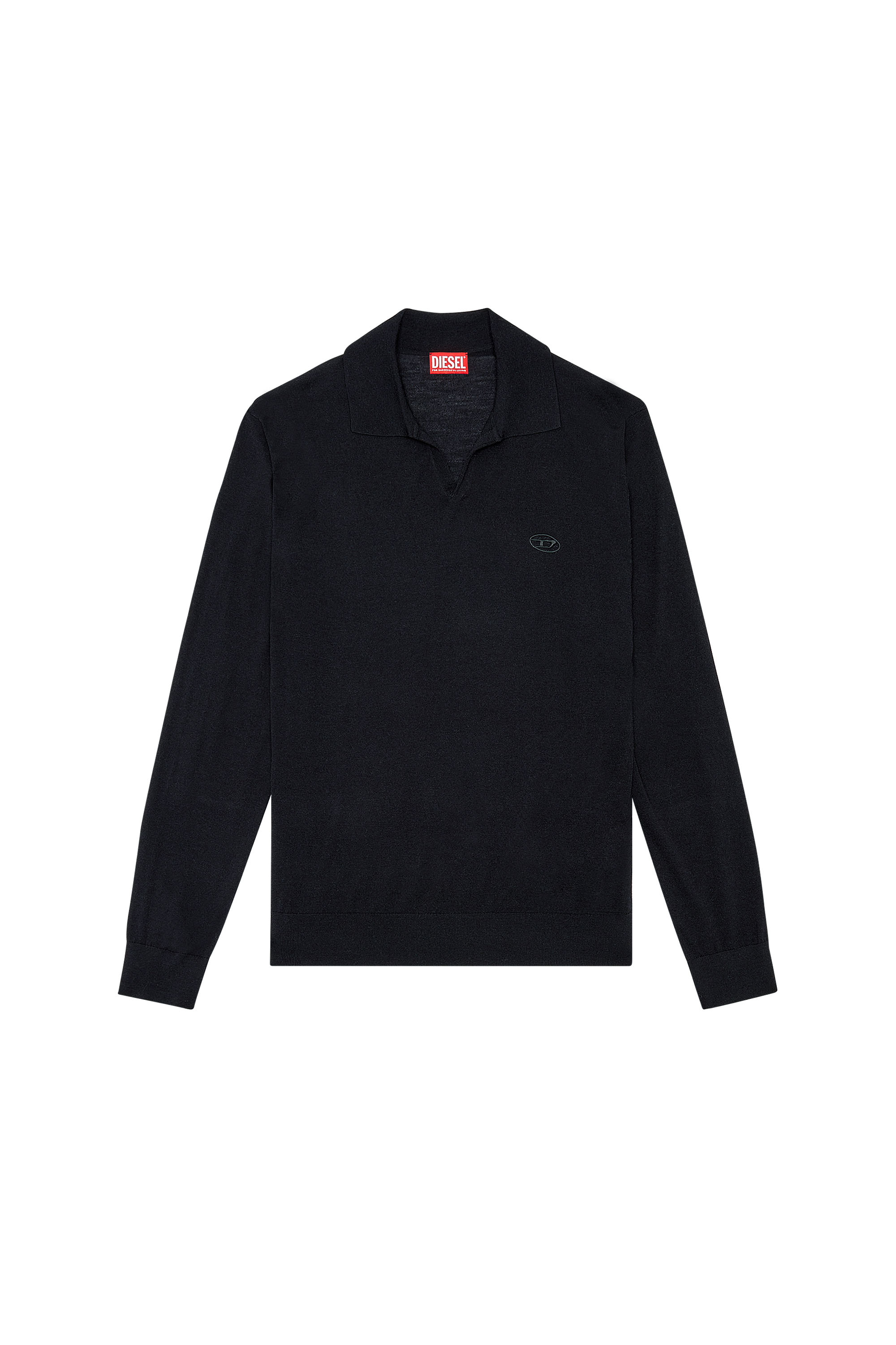 Diesel - K-GLARE, Man Wool jumper with polo collar in Black - Image 3