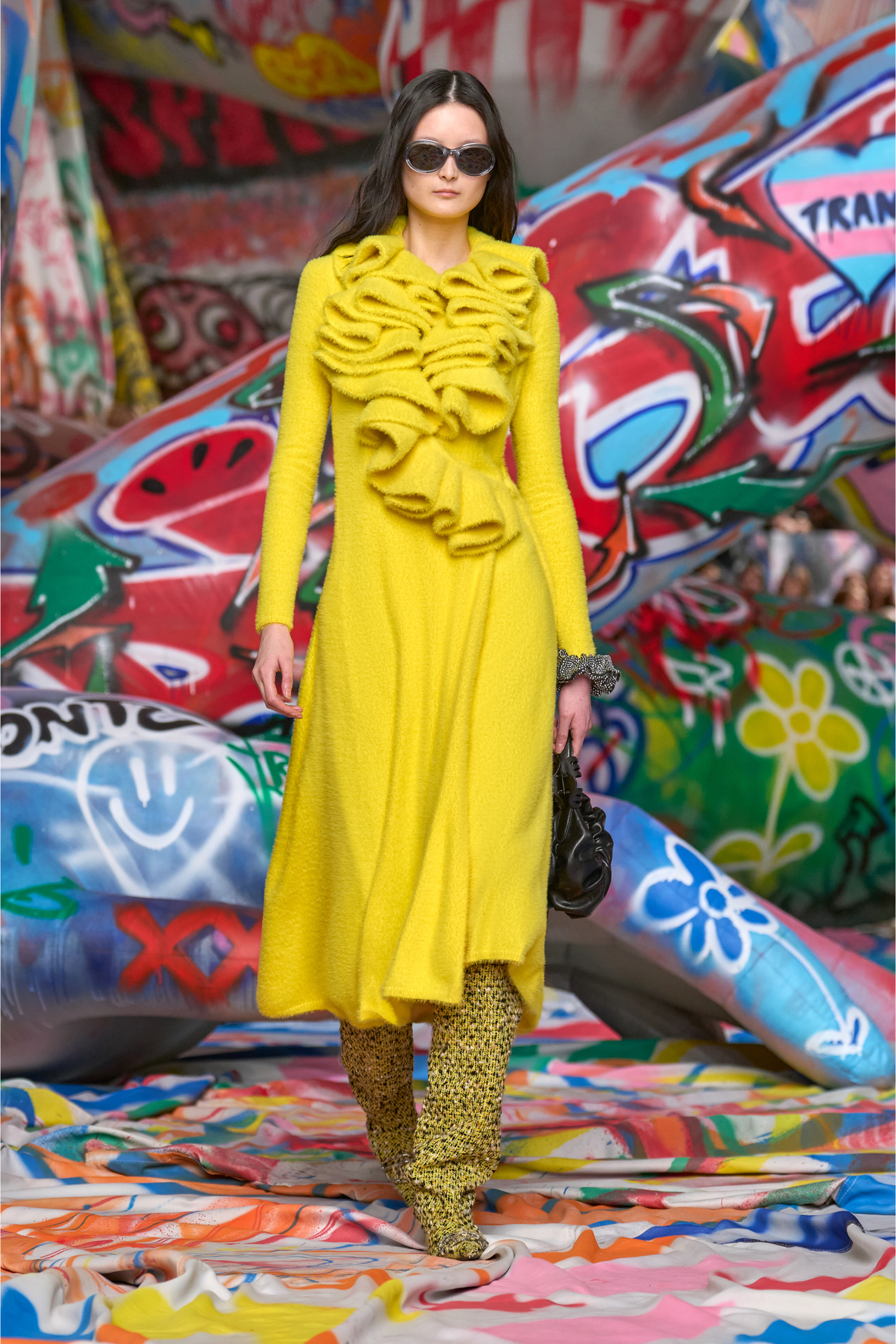 Fluffy sleeve pencil dress イエロー S シオ様 LERURE Fluffy sleeve