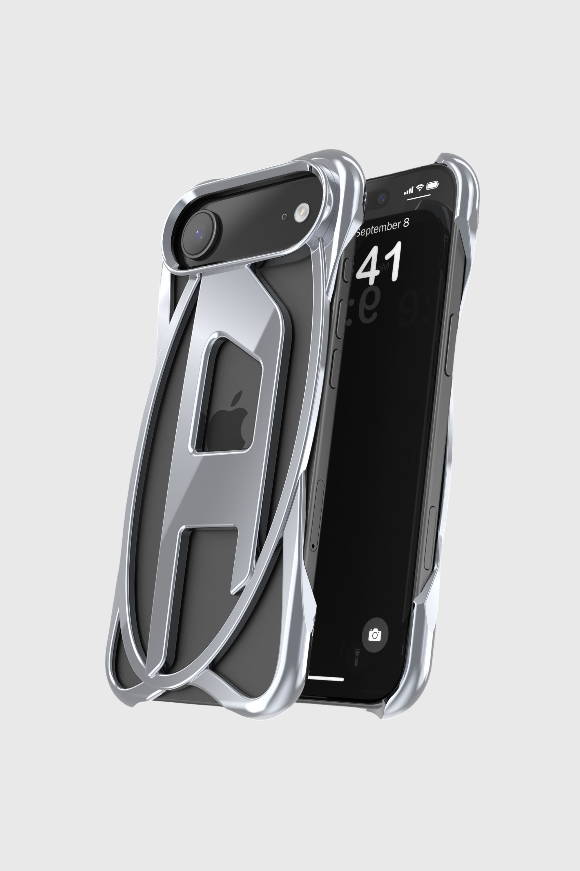 Women's Caged D glossy case for iPhone 17 Air | Grey | Diesel