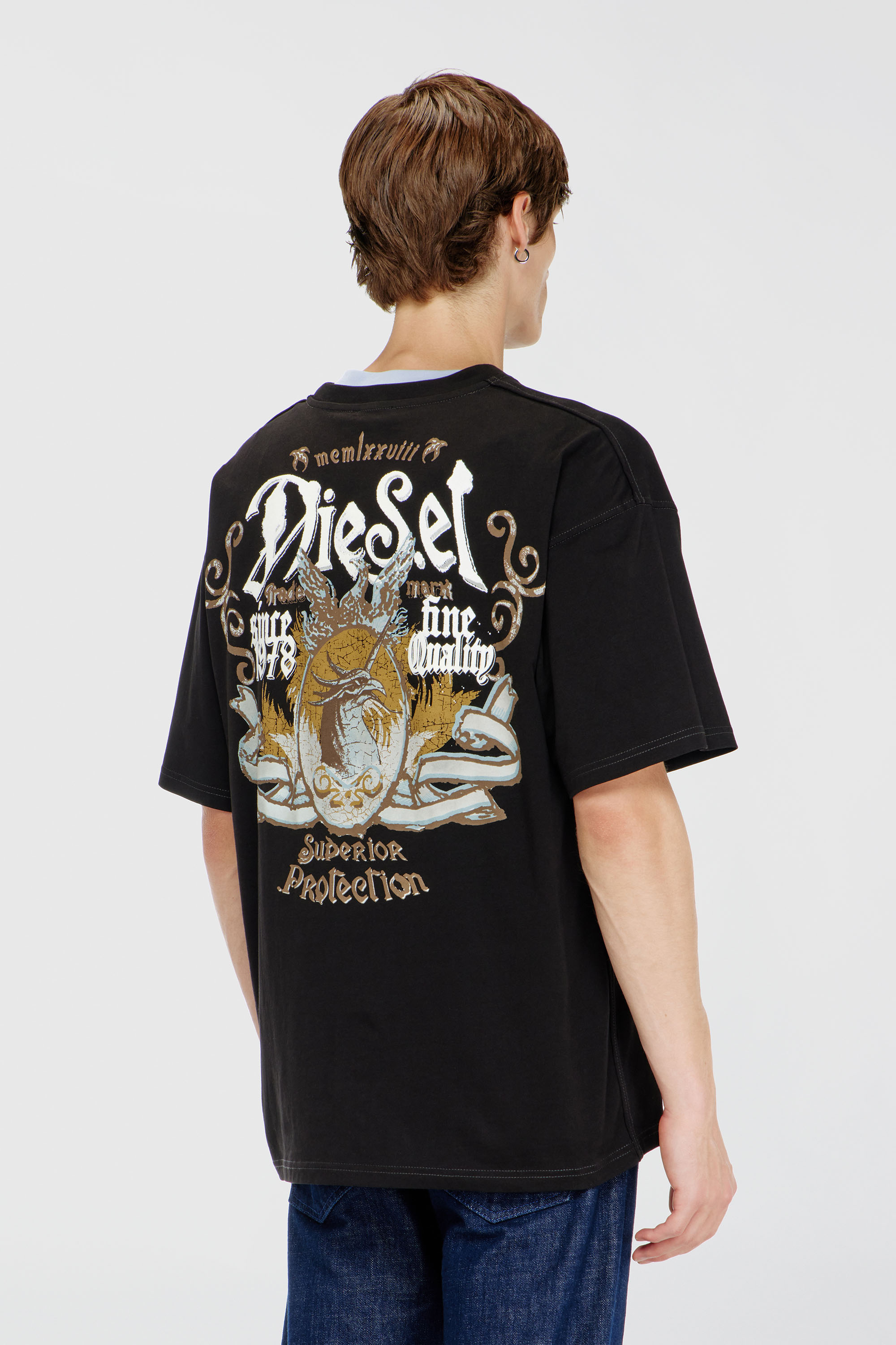 Diesel - T-BOXT-AA2, Man's Cotton T-shirt with flock graphic in Black - 4