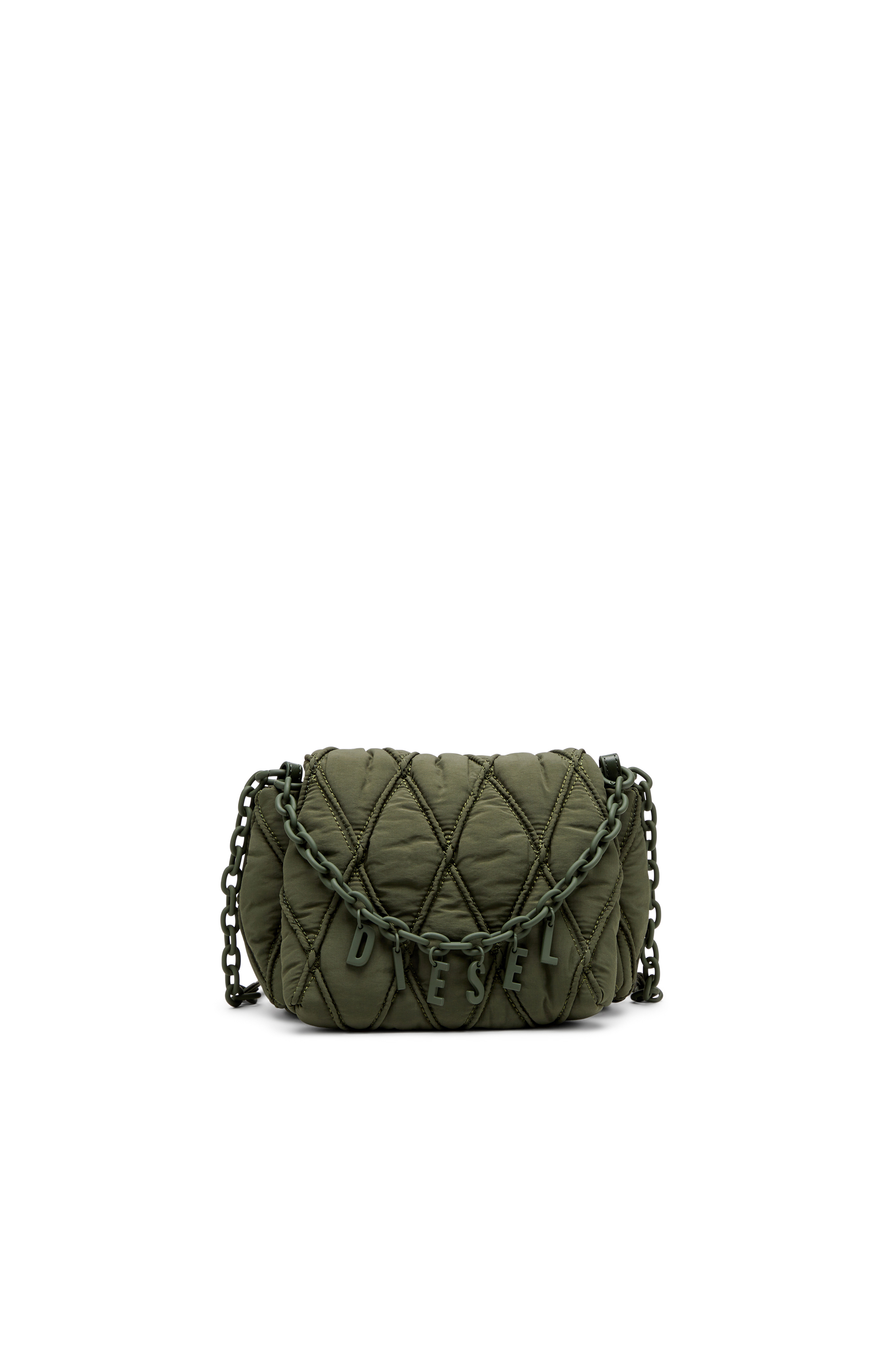 Women's Charm-D S-Small shoulder bag in quilted nylon | Green | Diesel