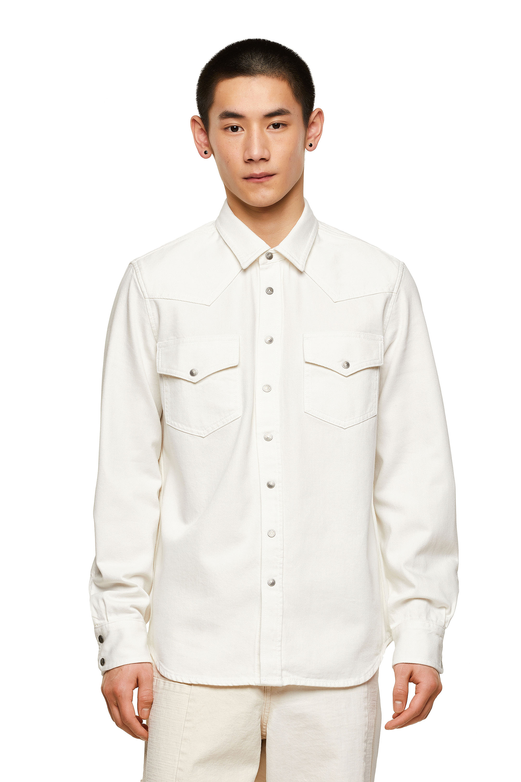 D-EAST-P1, White Diesel - D-EAST-P1, White - Denim Shirts - Image 1