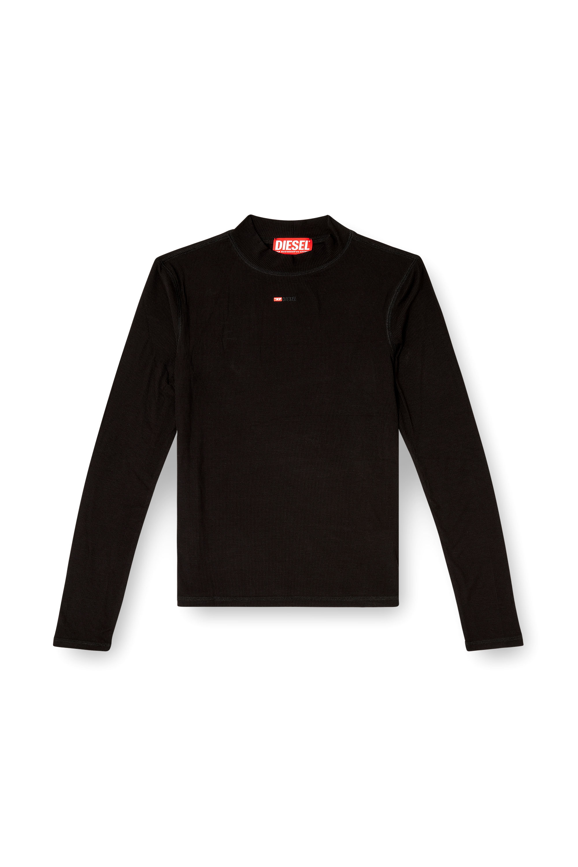 新品　WOMEN’S BACK LOGO LINE LS MOCK NECK Women's Mock-neck top with micro logo | Black | Diesel