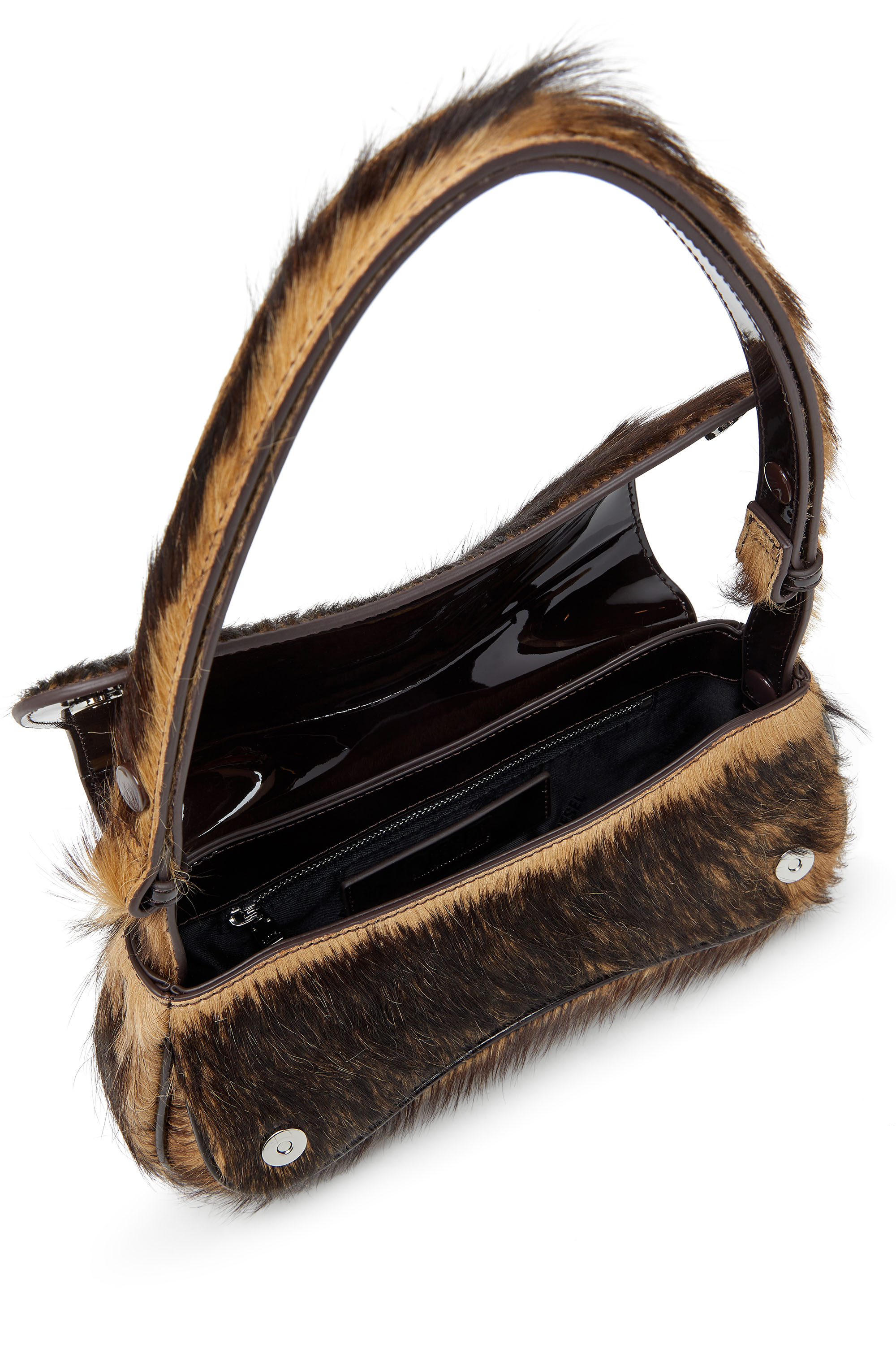 Diesel - PLAY CLUTCH, Woman's Play-Clutch in coloured hairy leather in Brown - 4
