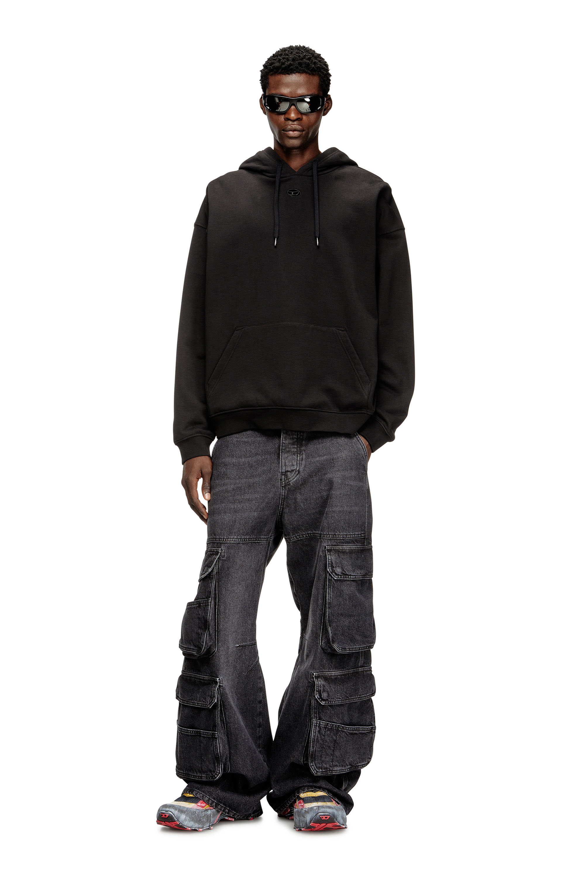 Diesel - S-BOXT-HOOD-DCO, Man's Relaxed fit hoodie with kangaroo pocket in Black - 2