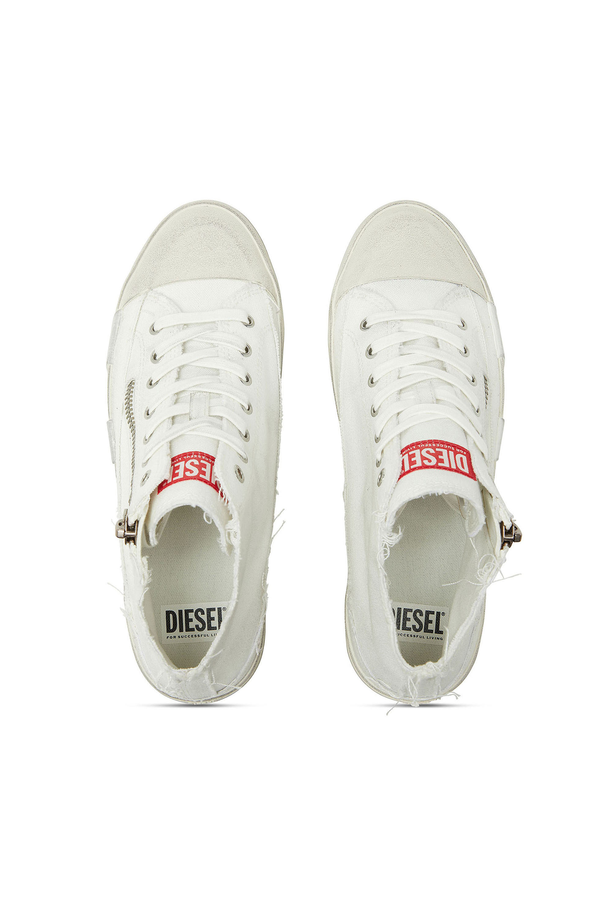 Diesel - S-D-VERSE ZIP MID II, Man's S-D-Verse -  Sneakers in frayed canvas with D logo in White - 4