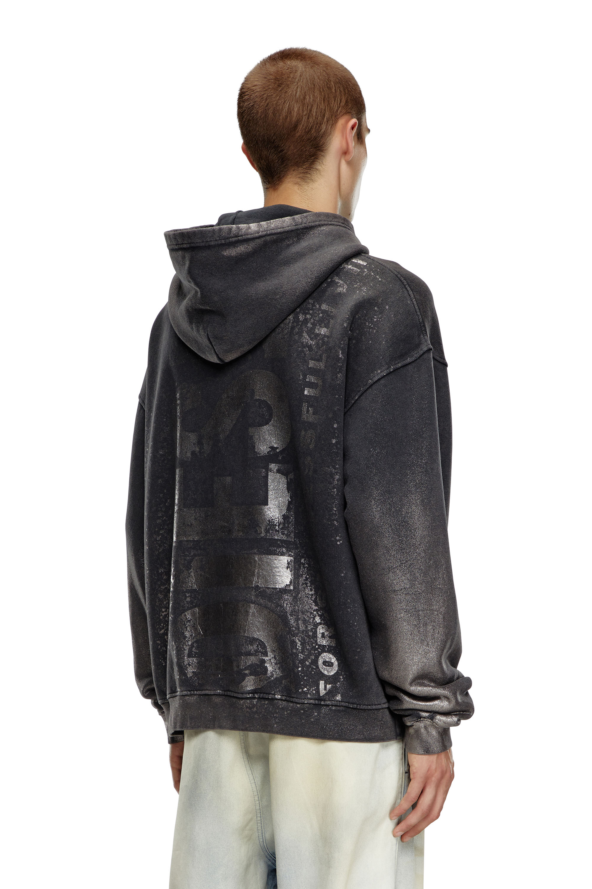 Diesel - S-BOXT-HOOD-Q6, Man's Metallic hoodie with logo in Black - 4