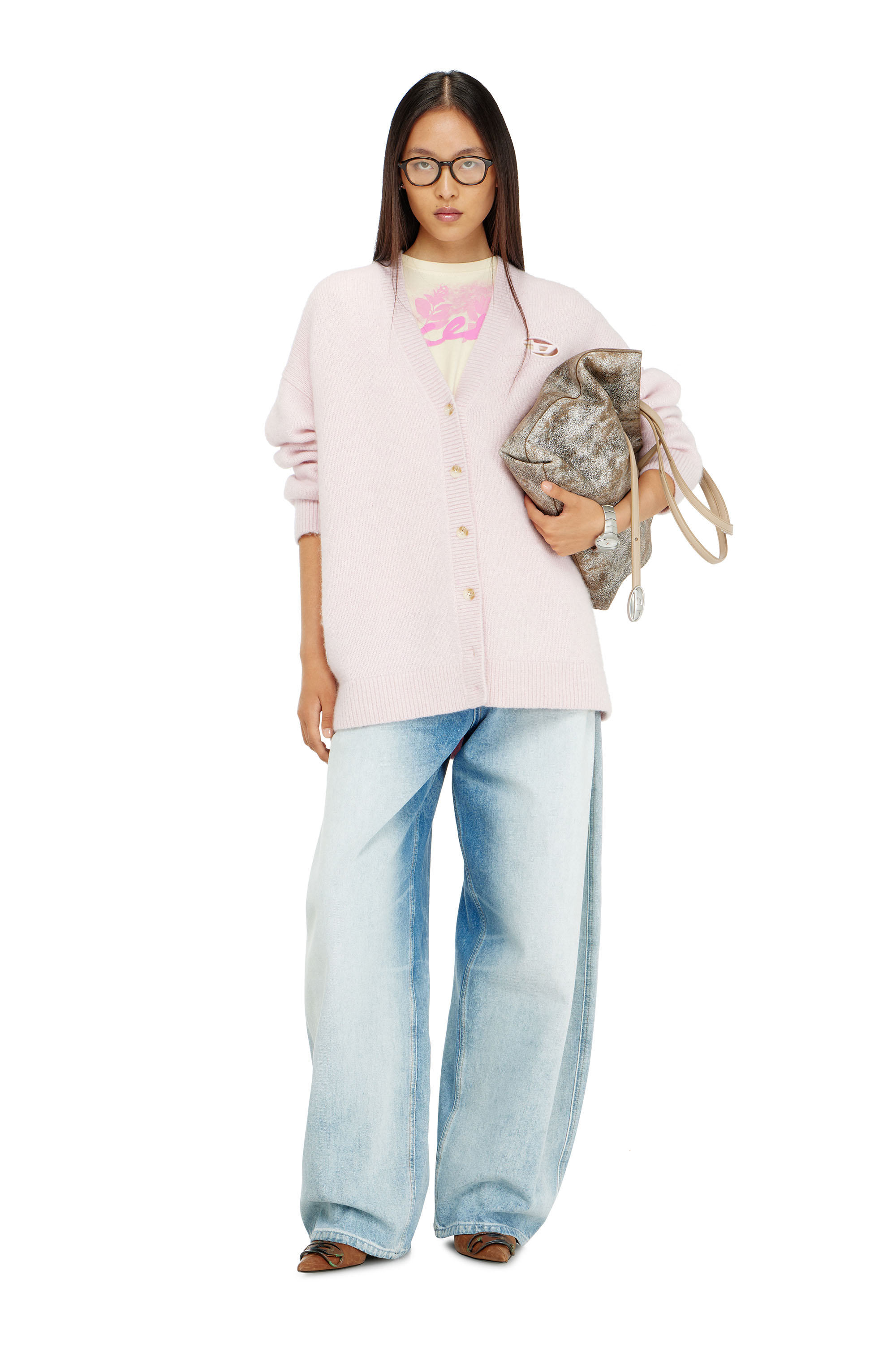 Diesel - M-AREELA, Woman's Cardigan in wool and alpaca blend in Face Powder - 4