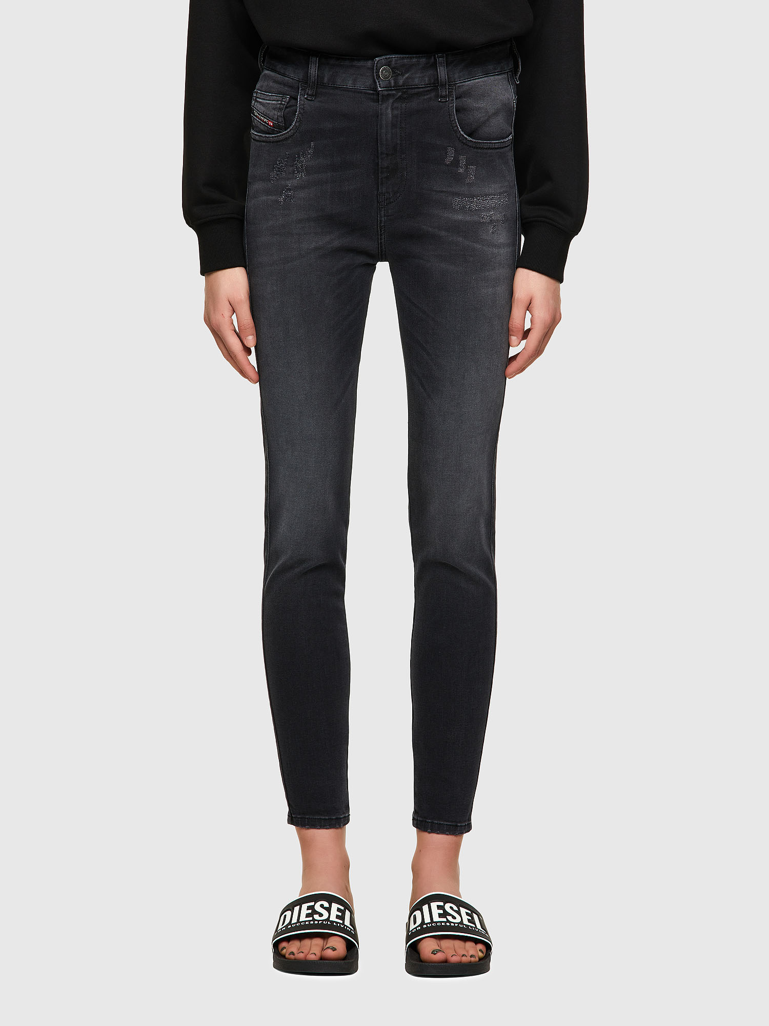 Slandy High 069SB, Black/Dark grey Diesel - Slandy High 069SB, Black/Dark grey - Jeans - Image 1