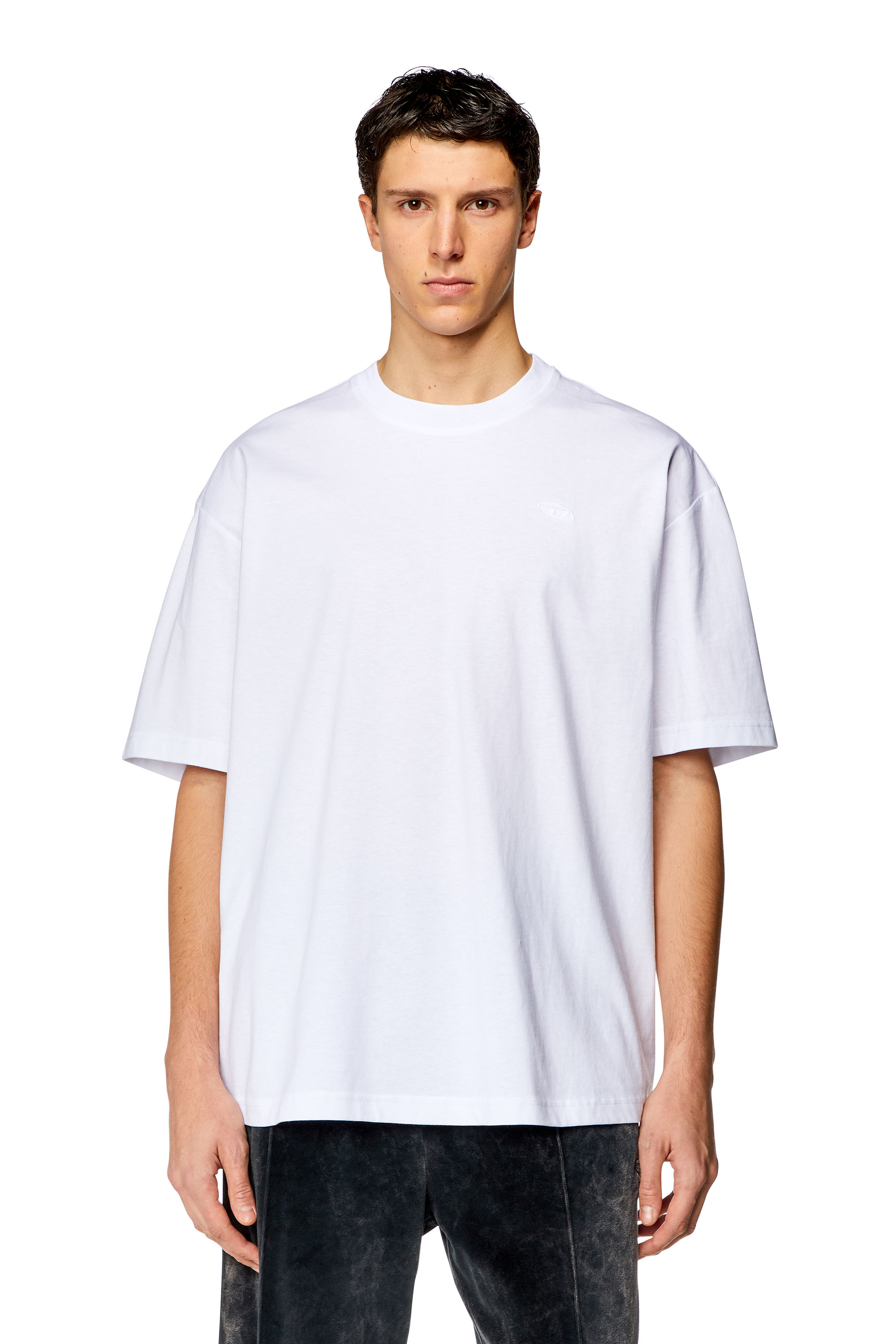 Diesel - T-BOGGY-MEGOVAL-D, Man T-shirt with maxi oval D embroidery in White - Image 4