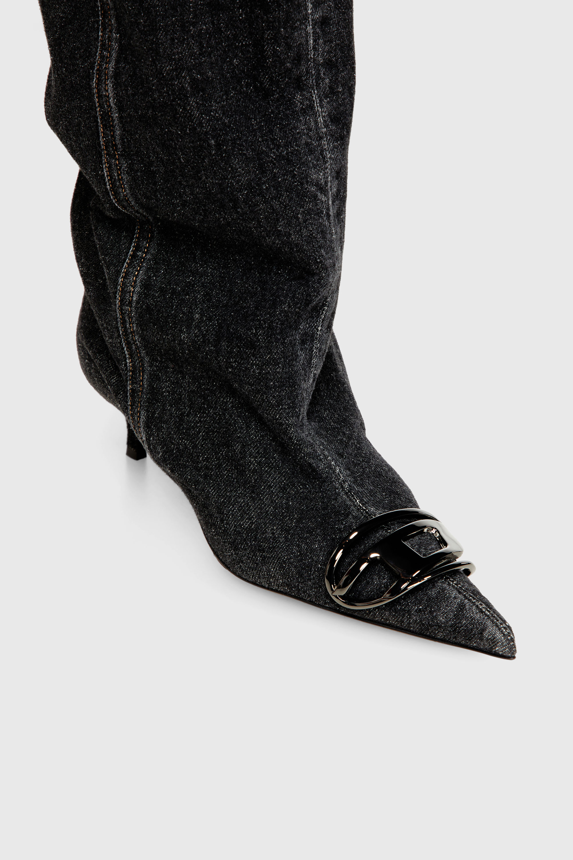 Women's D-Venus-Slouchy knee-high boot in denim | Black | Diesel