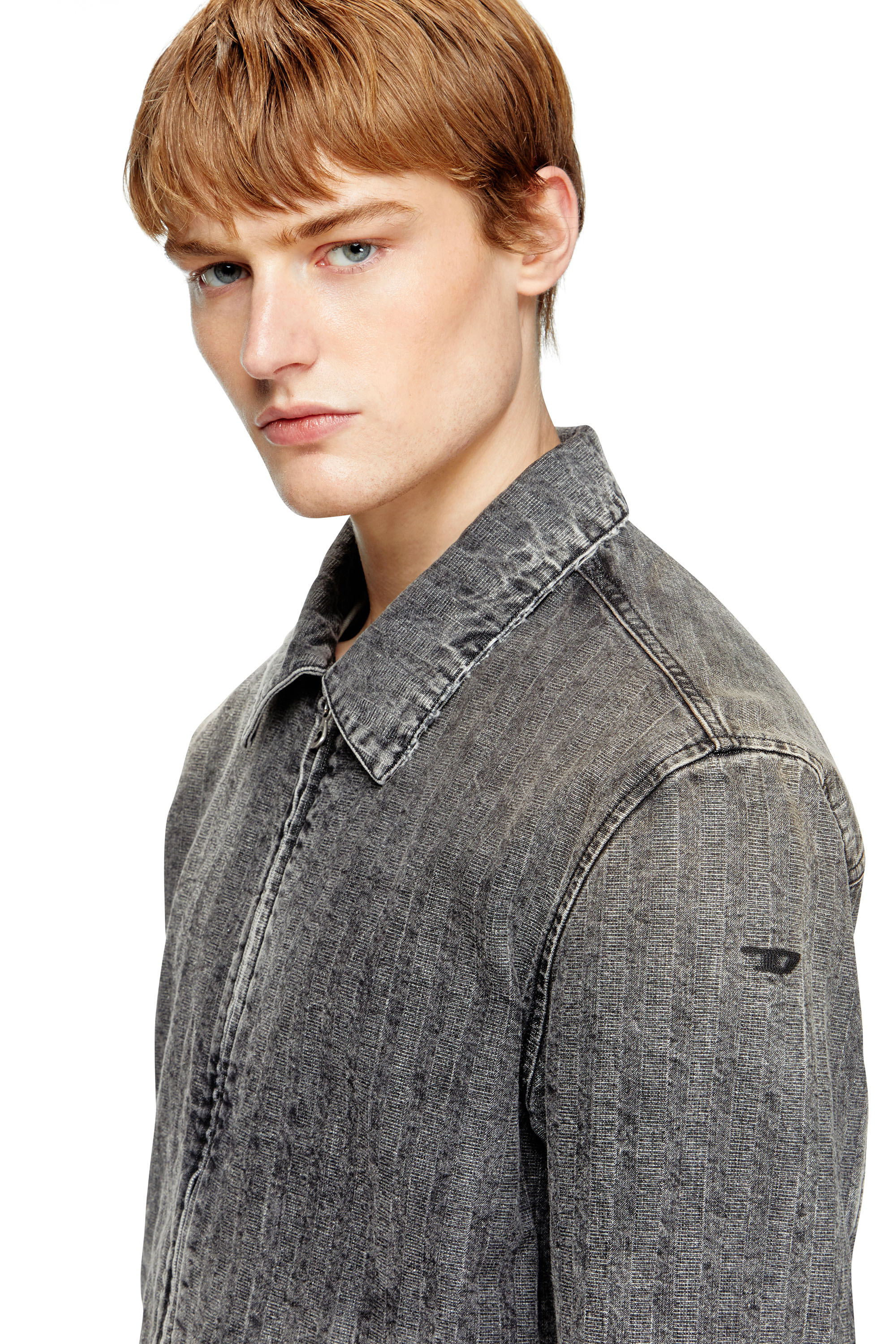 Diesel - D-ROHE, Man's Blouson jacket in herringbone denim in Black - 5