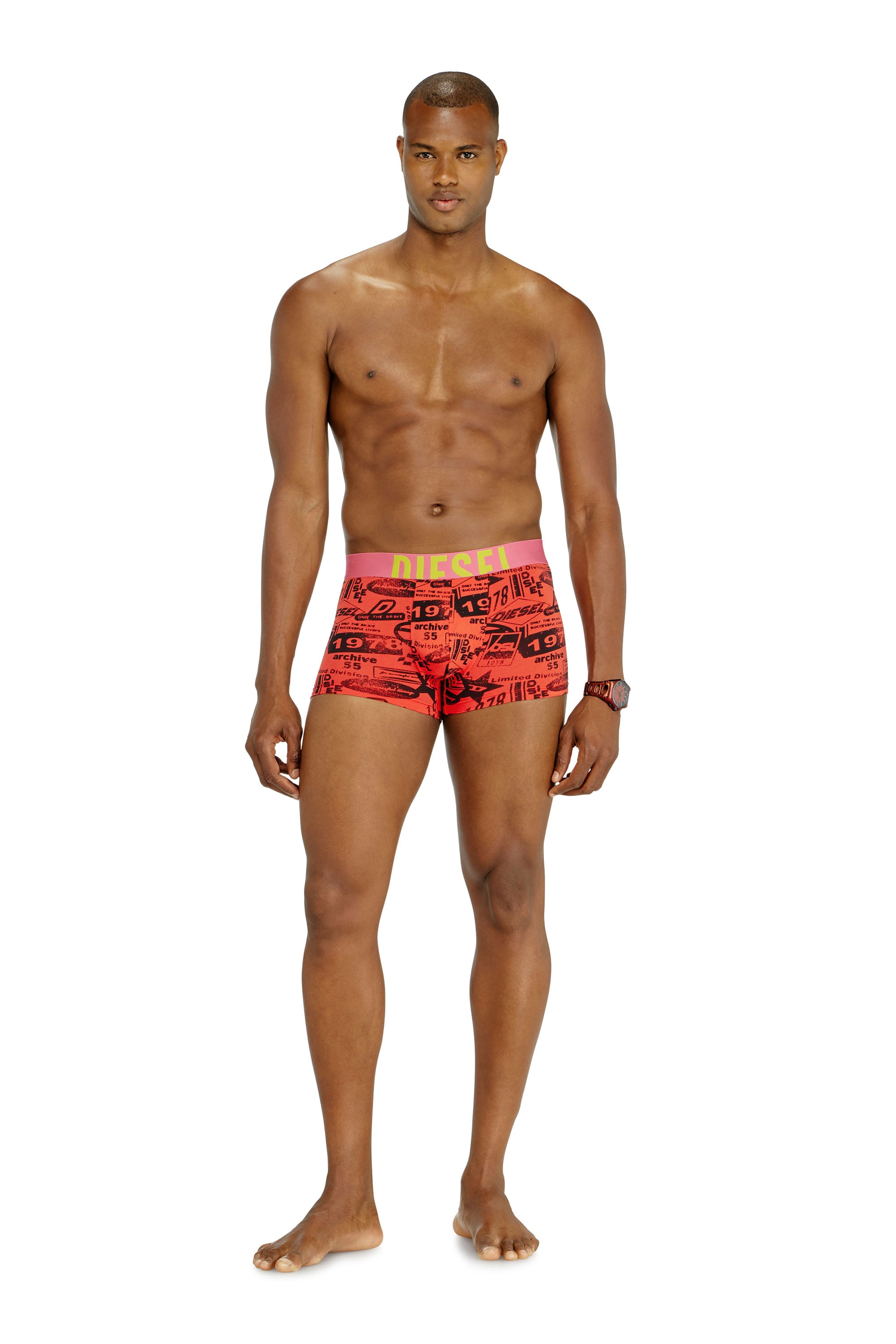 Diesel - DAMIEN-D-POP-3PACK-40, Man's 3-pack of trunks with contrast details in Orange/Black - 1