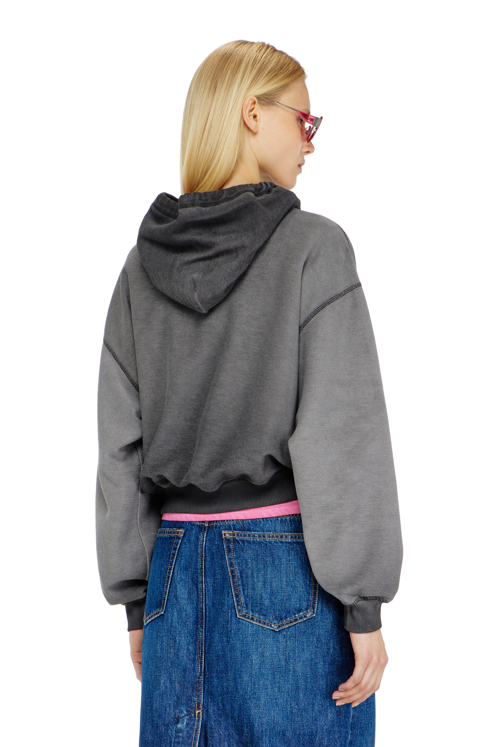 Diesel - F-SUNNY-HOOD, Woman's Hoodie with d&eacute;vor&eacute; print in Grey - 4