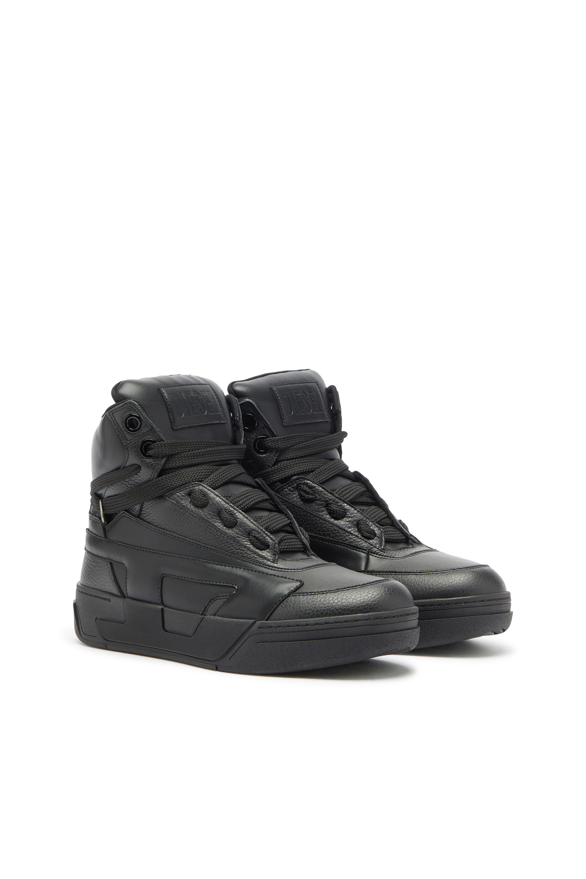 Diesel - S-D-OLLIE MID, Man's S-D-Ollie - High-top leather sneakers with D logo in Black - 2