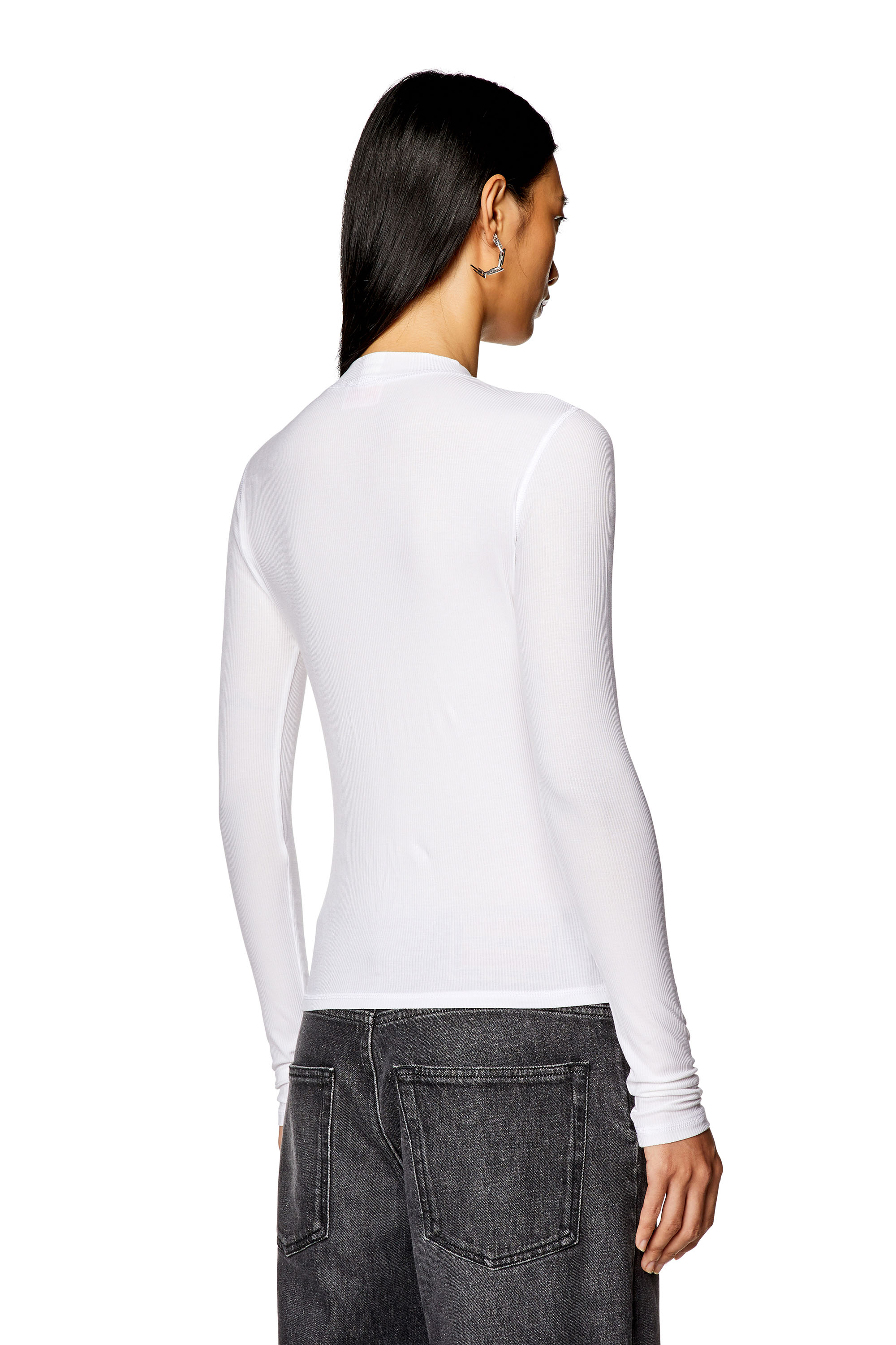 Diesel - T-MOKKY-LS-MICRODIV, Woman Ribbed top with mock neck in White - Image 4