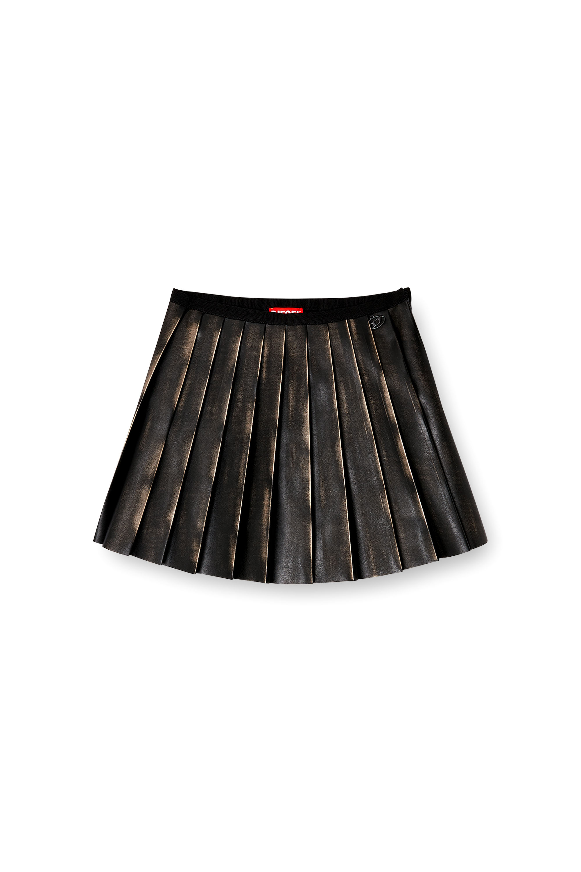 Diesel - O-SAKA-MINI, Woman's Short pleated skirt with distressed effect in Brown - 3