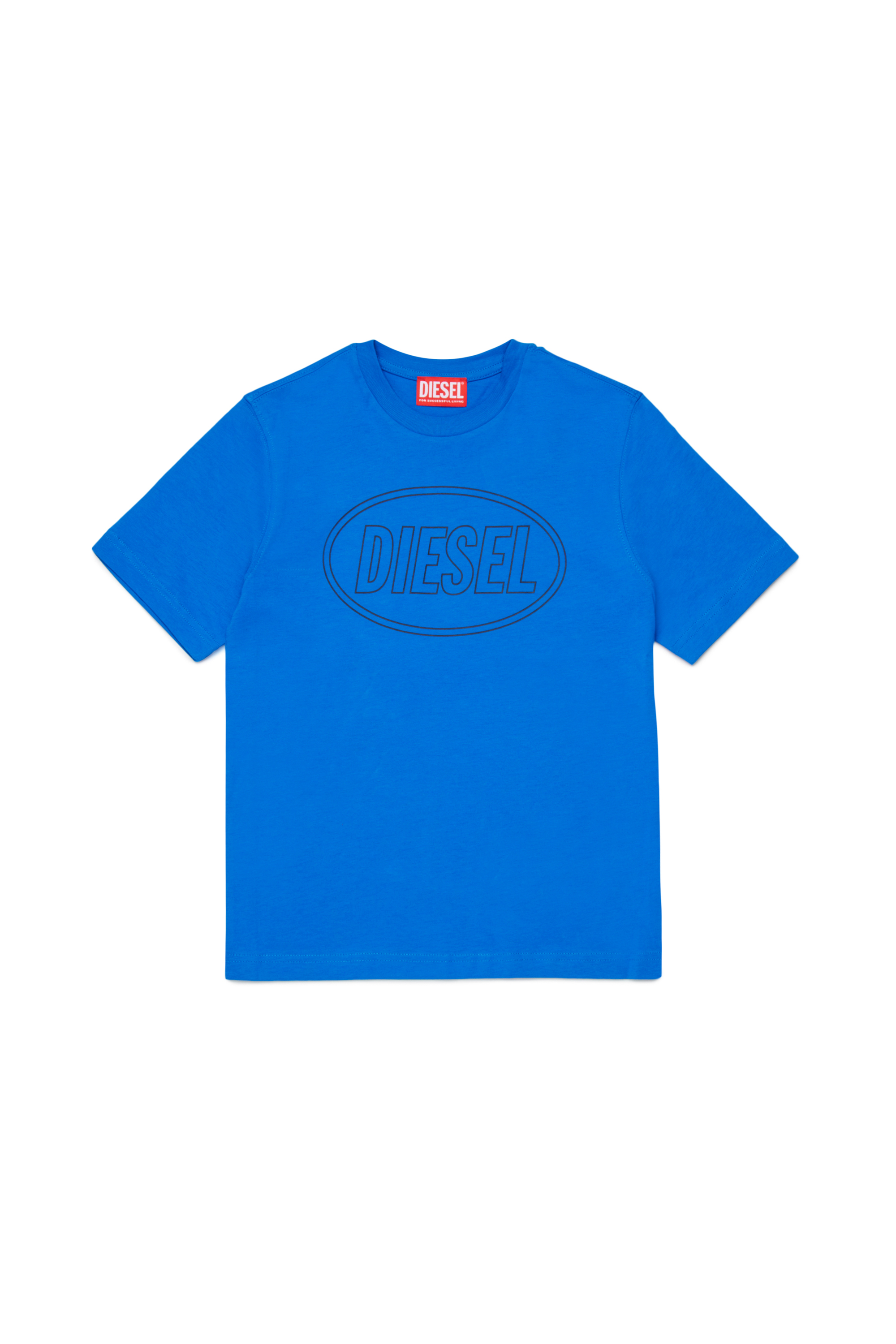 Diesel - TCIRCLE OVER, Man's Cotton T-shirt with Diesel print in Blue - 1