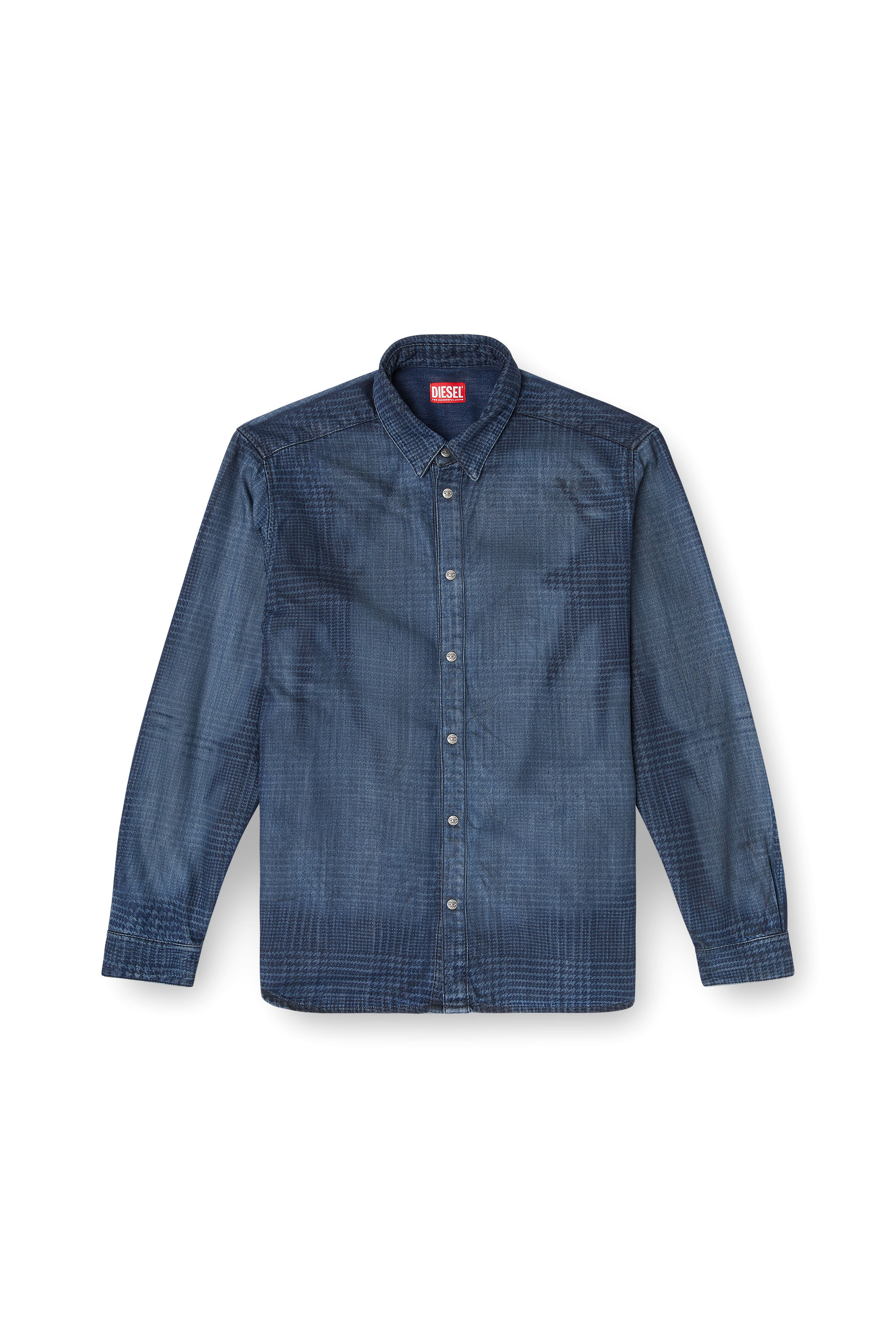 Diesel - D-SIMPLY-S13, Man's Shirt in fluid Prince of Wales denim in Blue - 3