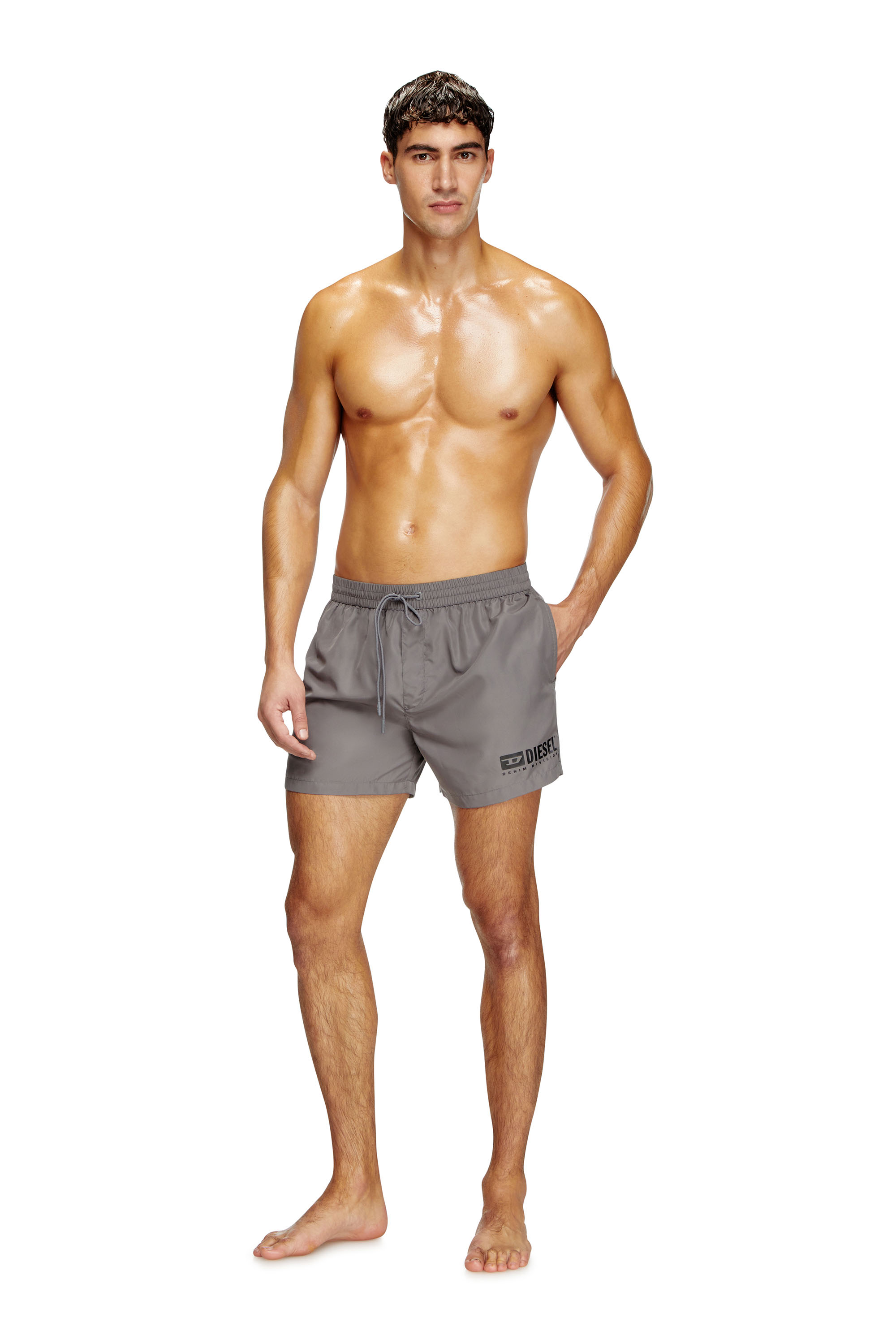 Diesel - KEN-37-D-BOX, Man's Mid-length swim shorts with logo print in Grey - 2