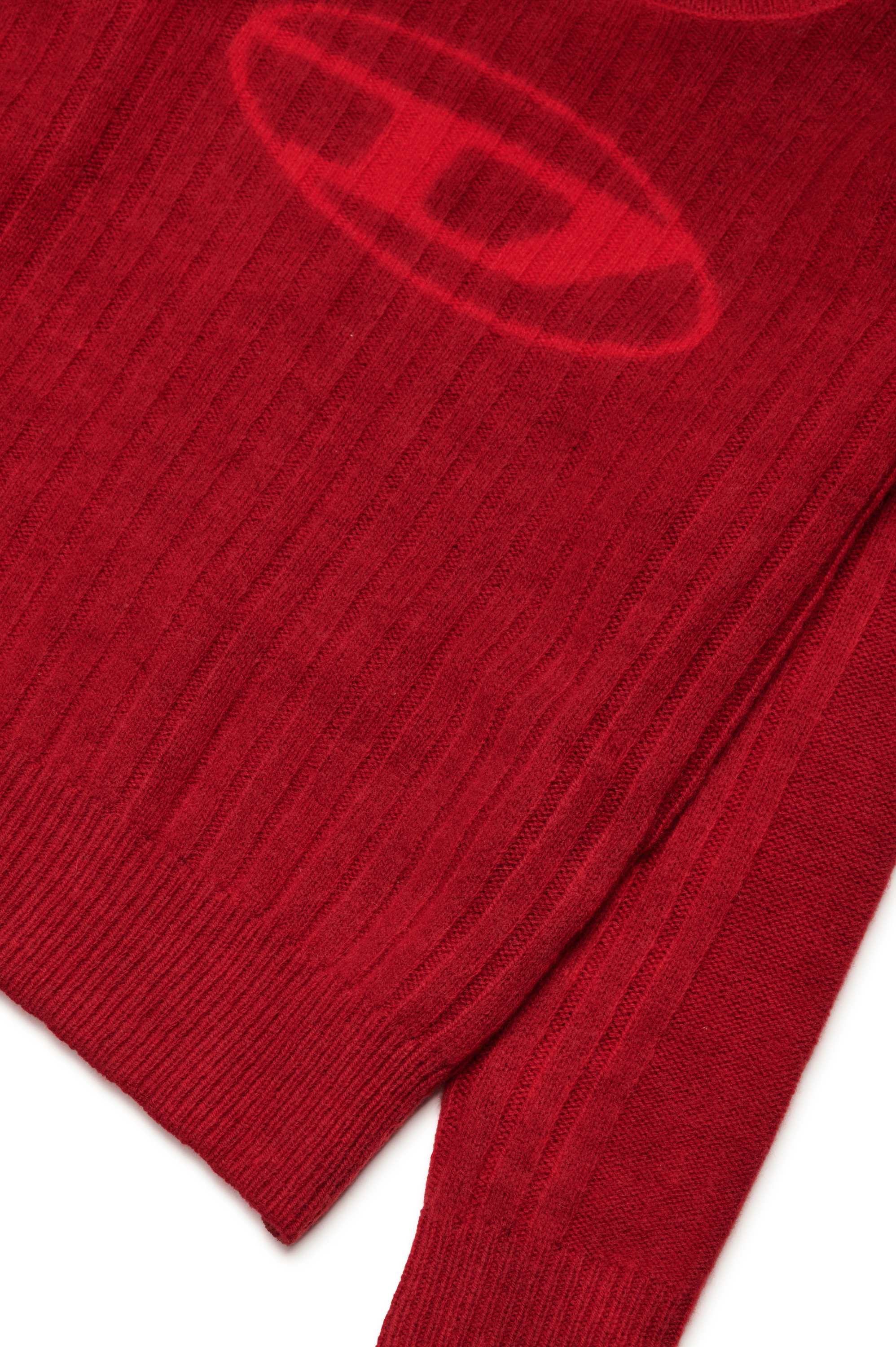 Diesel - KANDELEROD, Man's Treated jumper with Oval D logo in Red - 3