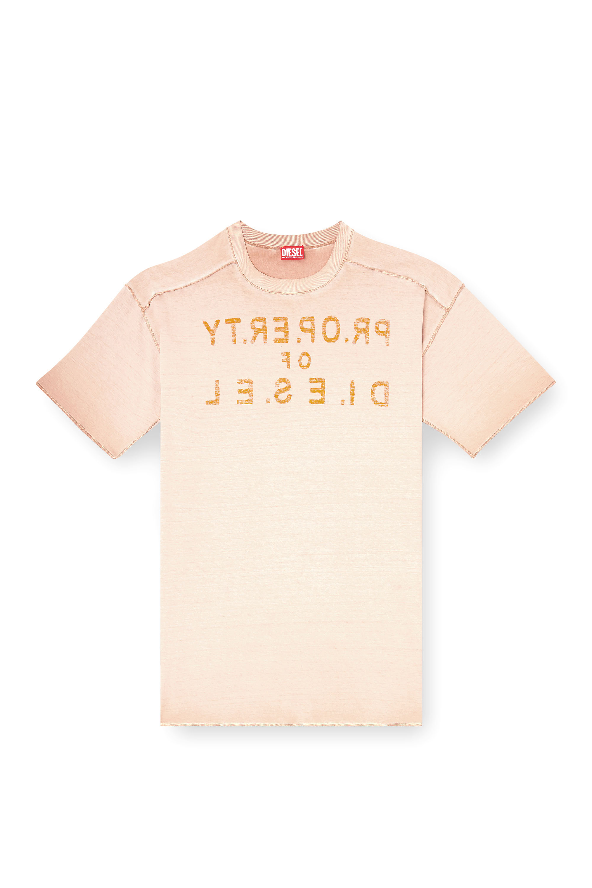 Diesel - T-LOOK, Man's Relaxed cotton T-shirt with front and back print in Beige - 3