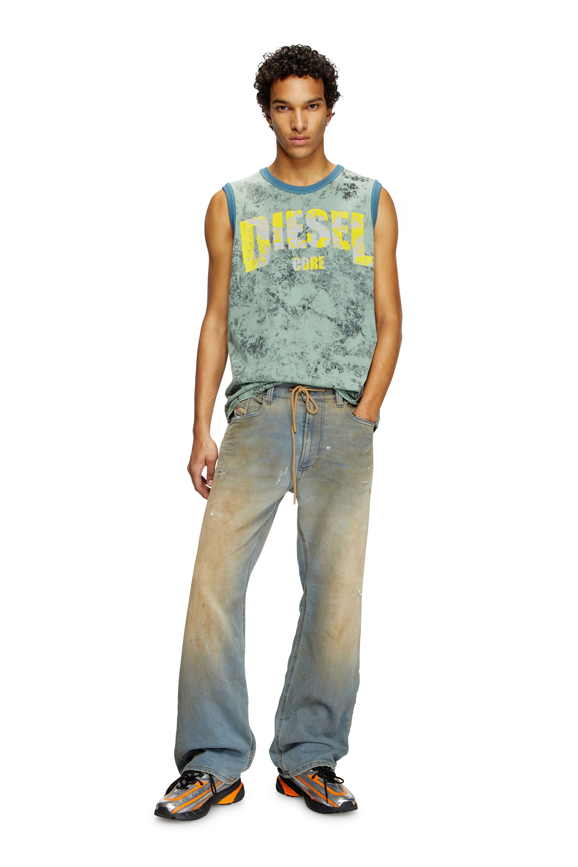 Diesel - T-BISCO-R1, Man's Treated tank top with Diesel Core logo in Green - 1