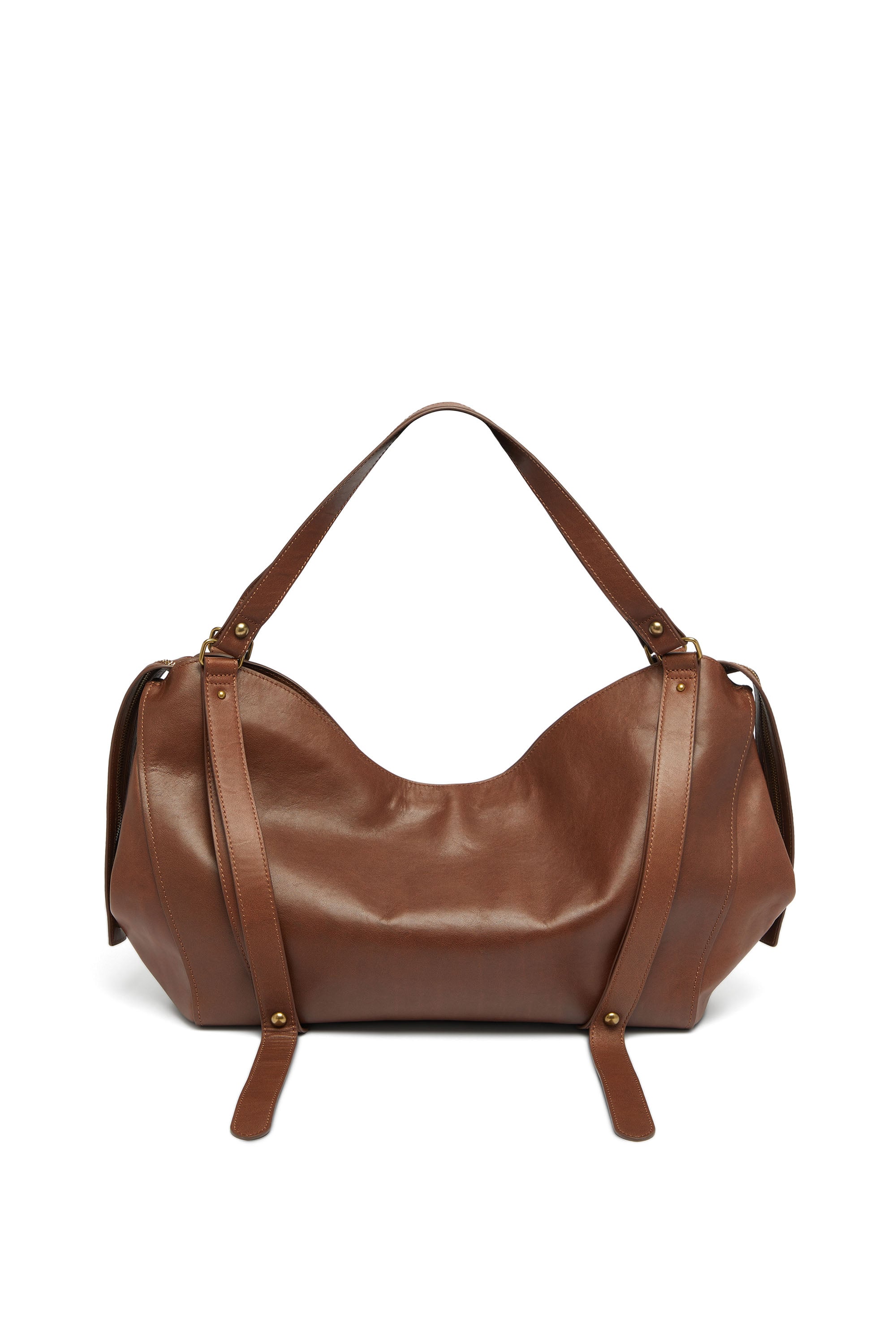 Diesel - D-ONE TOPHANDLE L, Unisex's D-One-Large top-handle bag in treated leather in Brown - 2