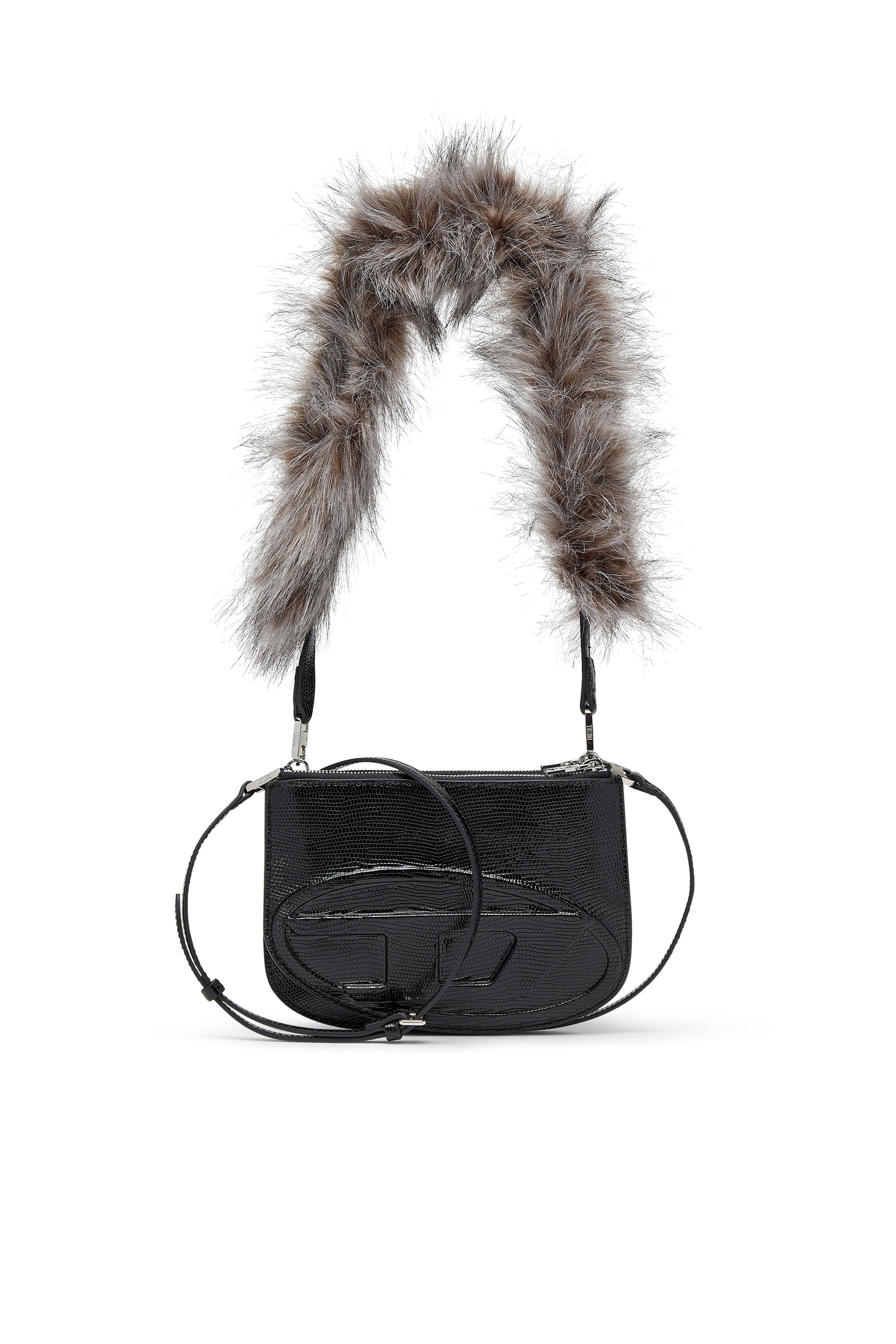 Diesel - 1DR TWIN, Woman's 1DR Twin-Double-pouch shoulder bag in embossed leather in Black - 1